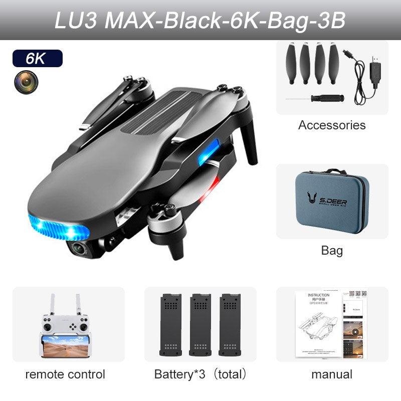 2023 New LU3 Max GPS Drone - 8K HD Dual Camera 5G Wifi FPV Optical Flow Brushless Motor Folding Quadcopter RC Distance 800M Gift Toys Professional Camera Drone