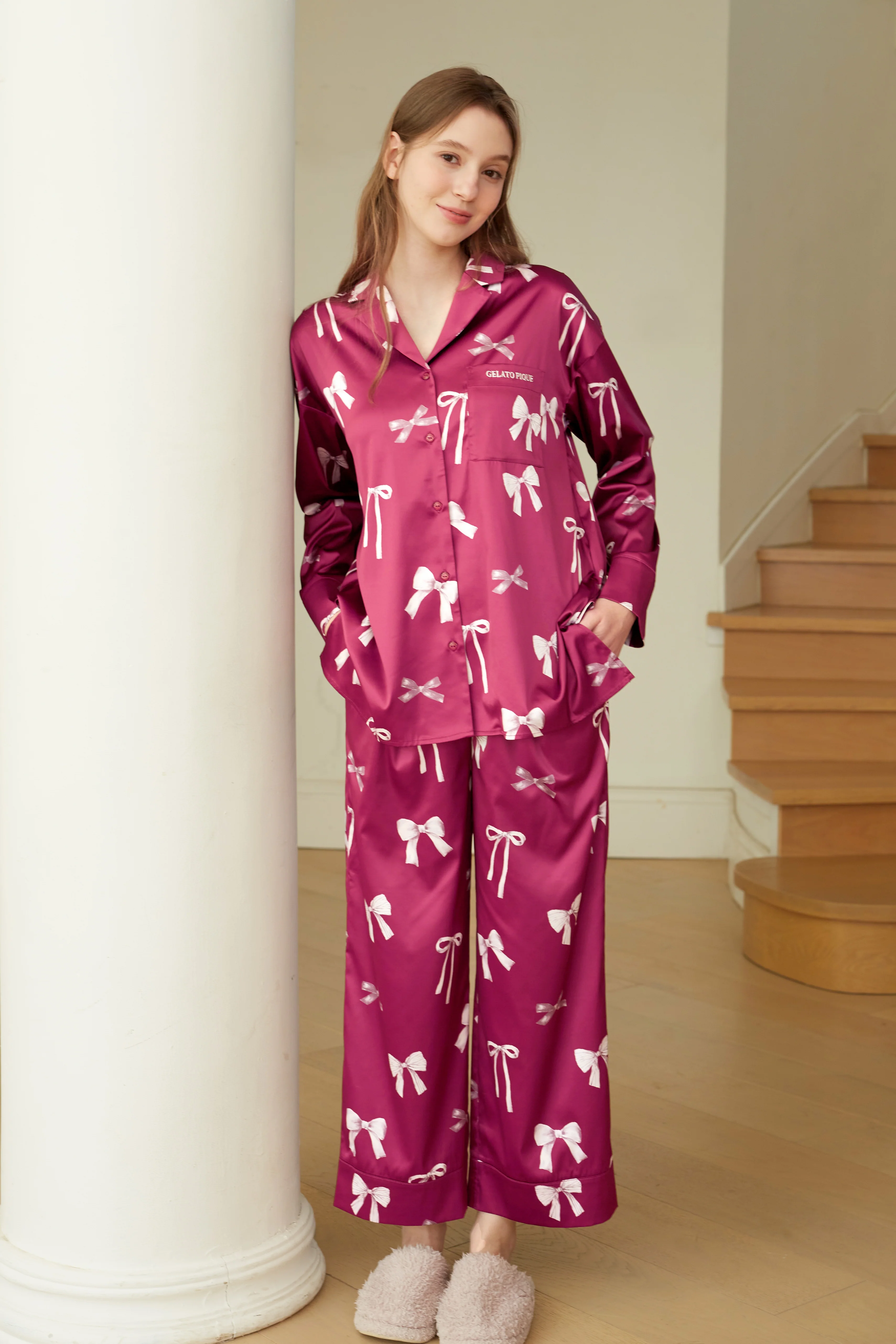 Ribbon Shirt & Long Pants Set