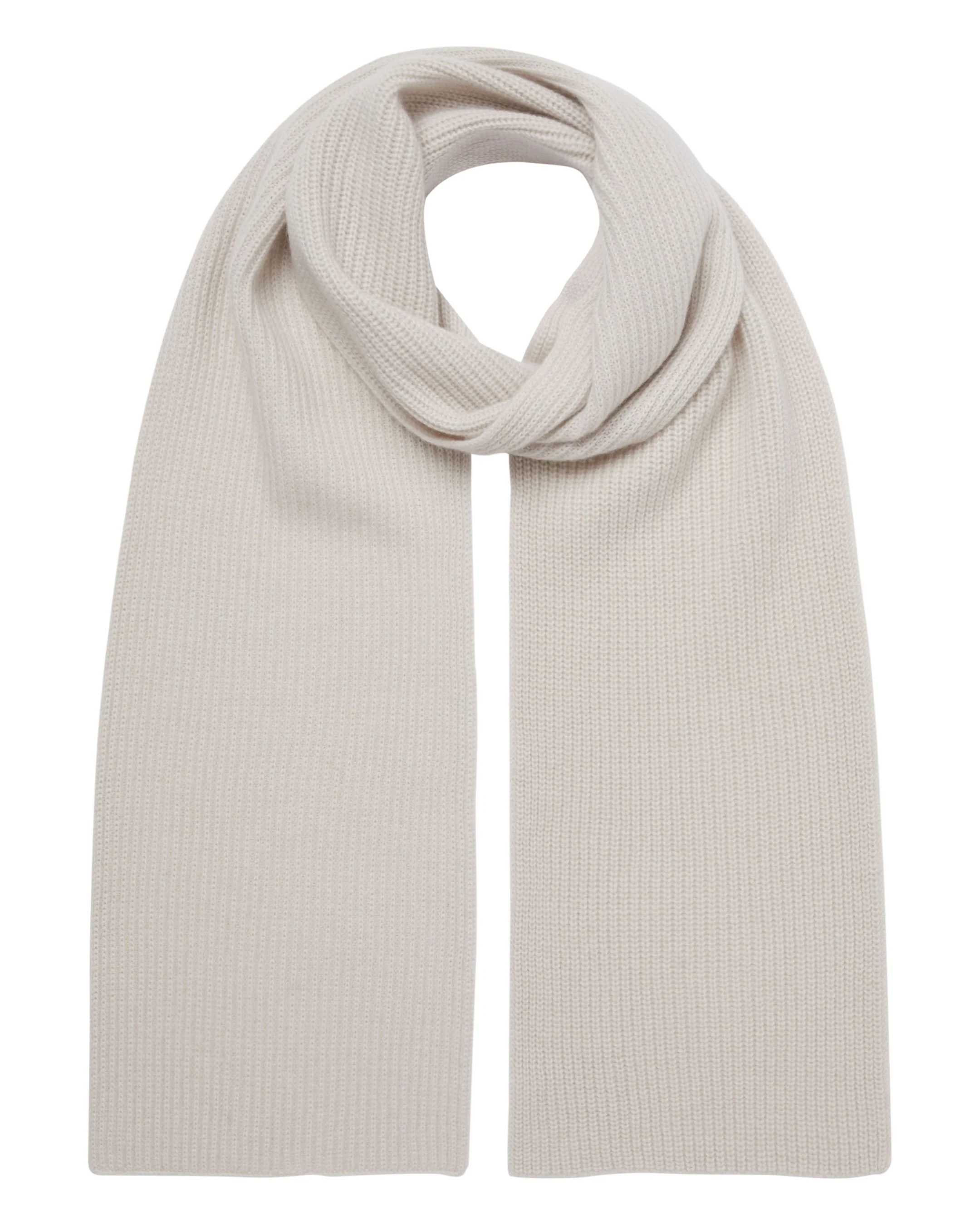Unisex Ribbed Cashmere Scarf Snow Grey