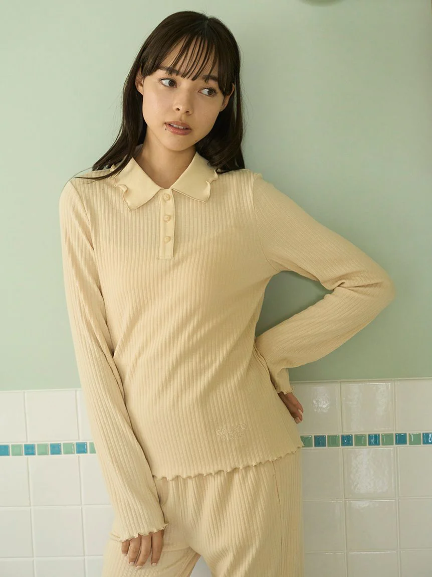 Macaroon Rib Cut-and-sew Pullover