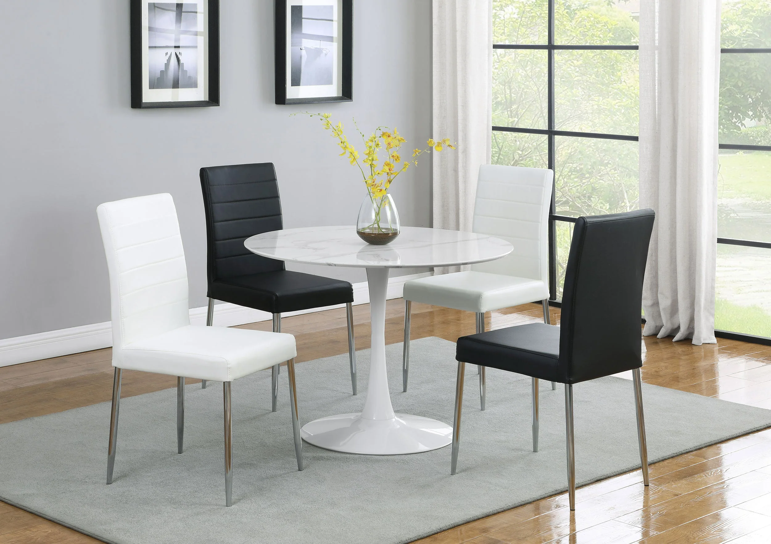 Arkell Round 30-inch Faux Marble Top Dining Table White