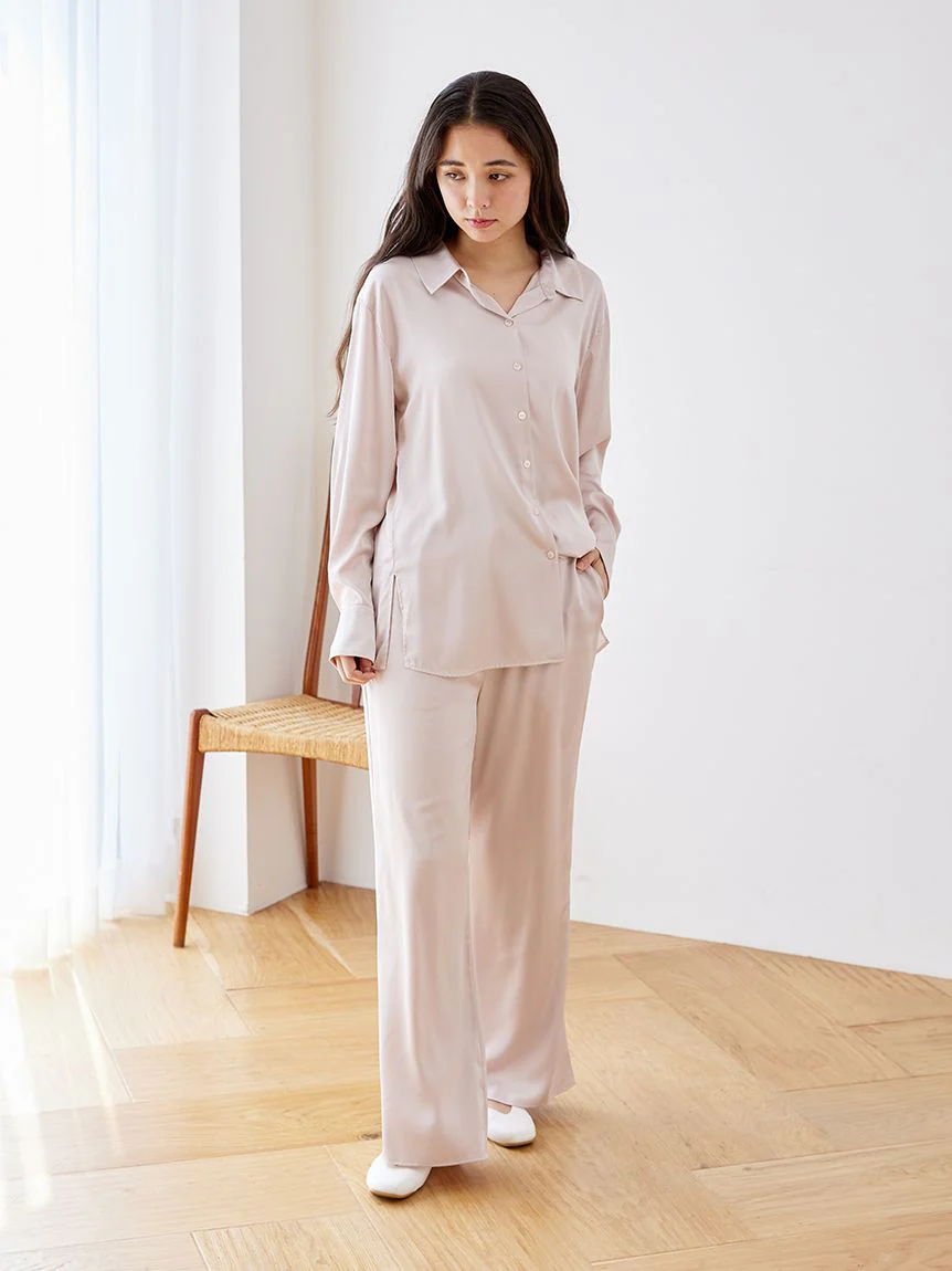 Long Sleeve Satin Sleepwear Blouse
