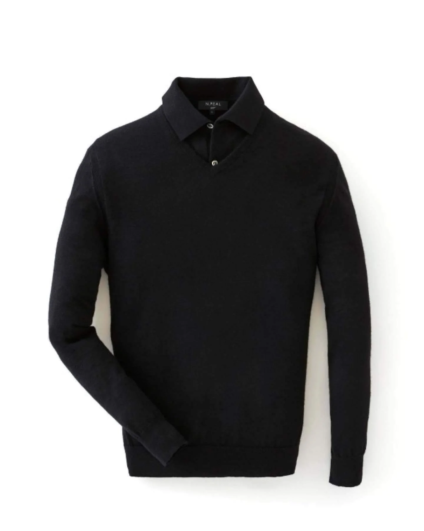 007 Fine Gauge Cashmere Polo T-Shirt Black