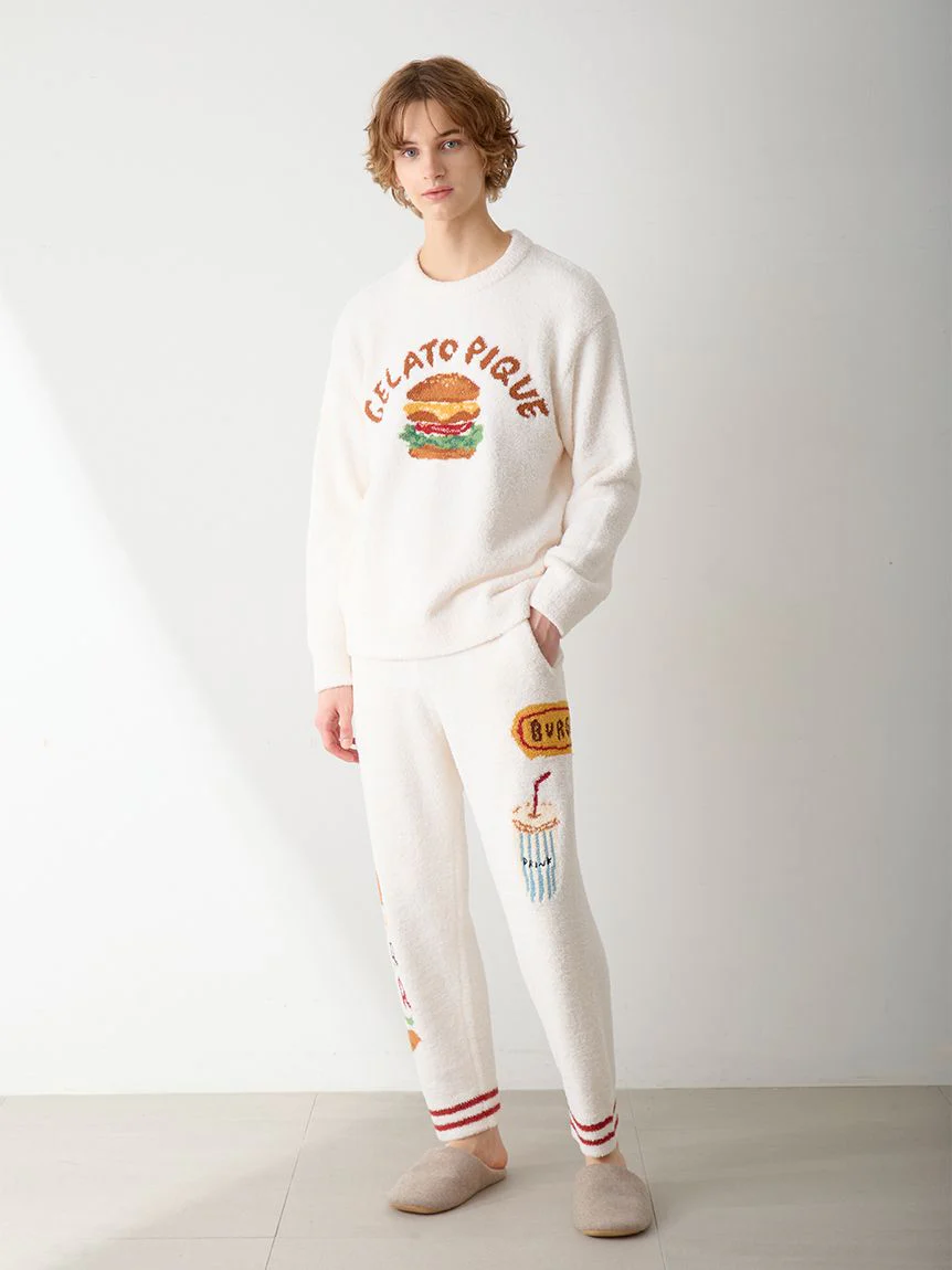 [Hirano Toshiyuki] Men's Powder Hamburger Jacquard Long Pants