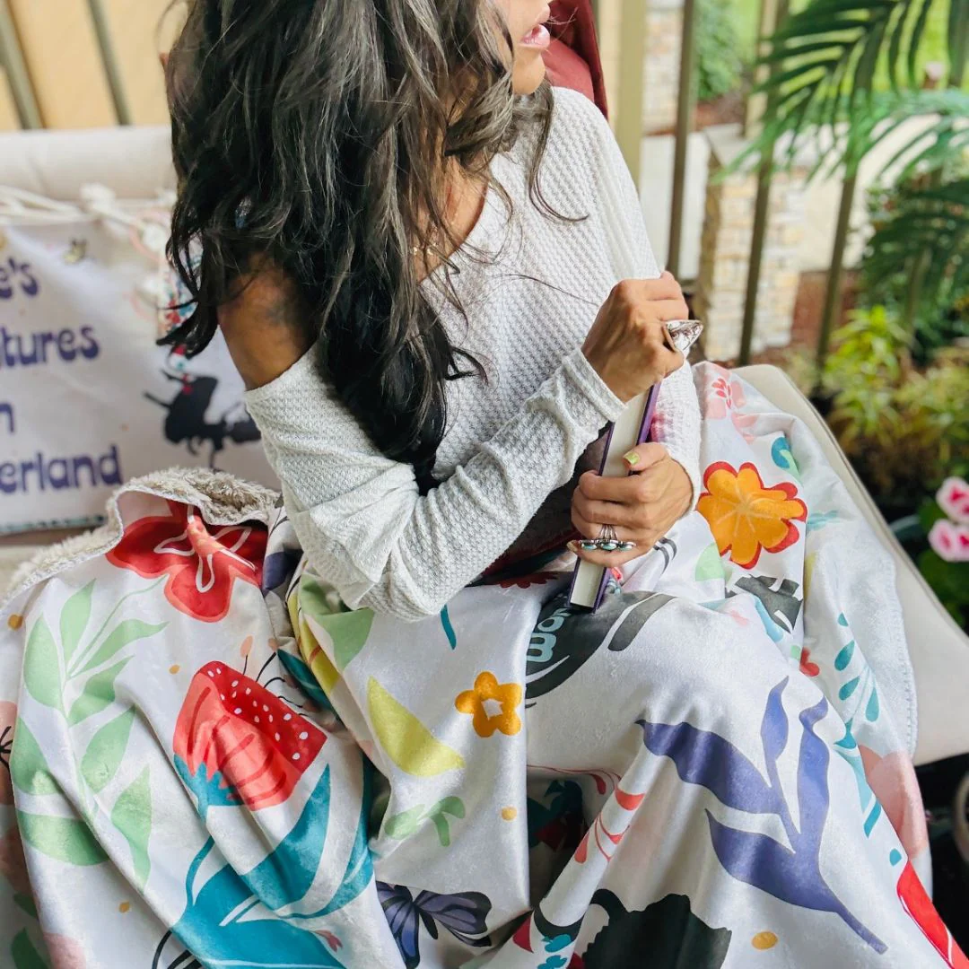 Alice in Wonderland Sherpa Fleece Book Blanket