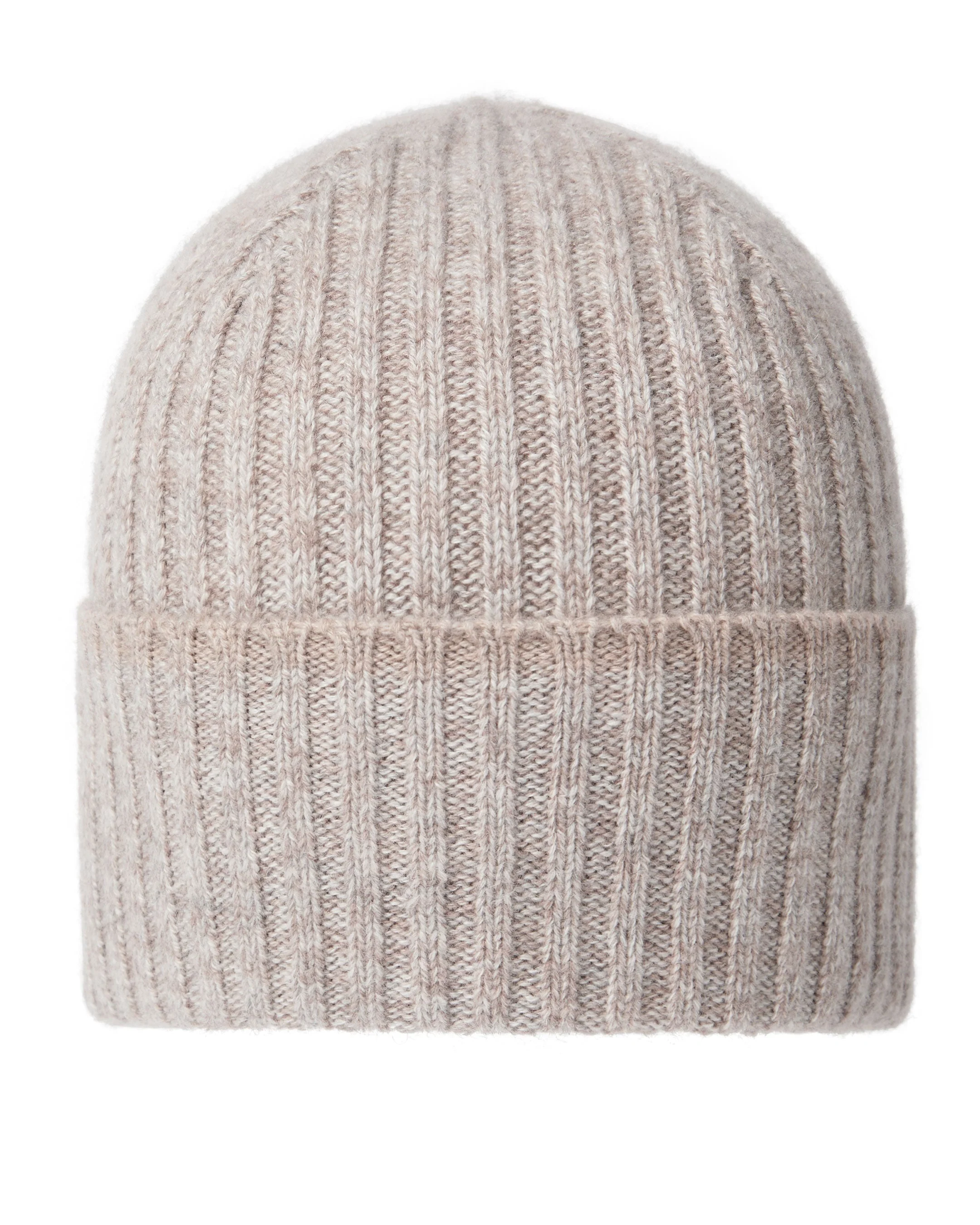 Unisex Chunky Rib Contrast Cashmere Hat Basilica Beige Brown