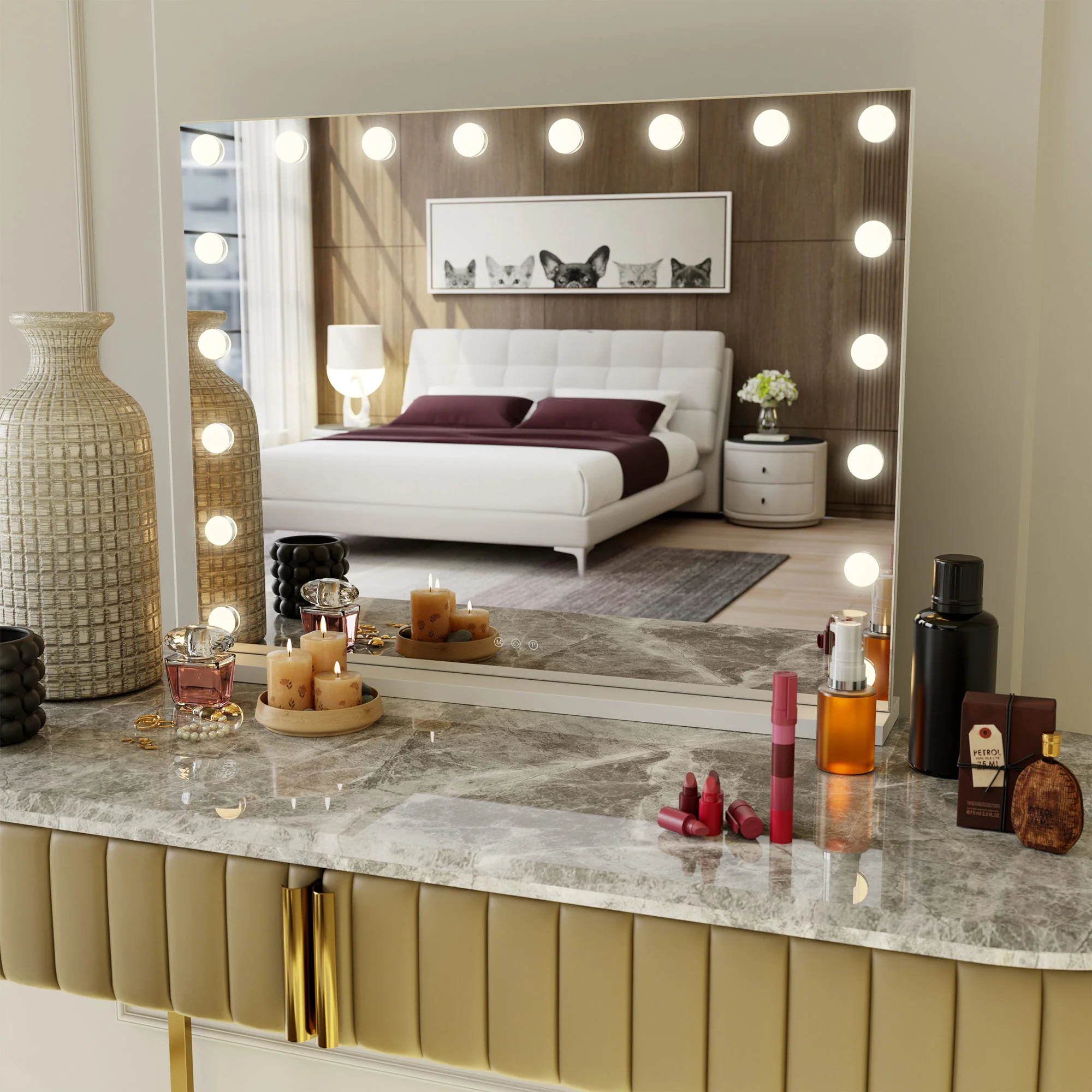Hollywood-Inspired Vanity Mirror with Adjustable LED Lighting