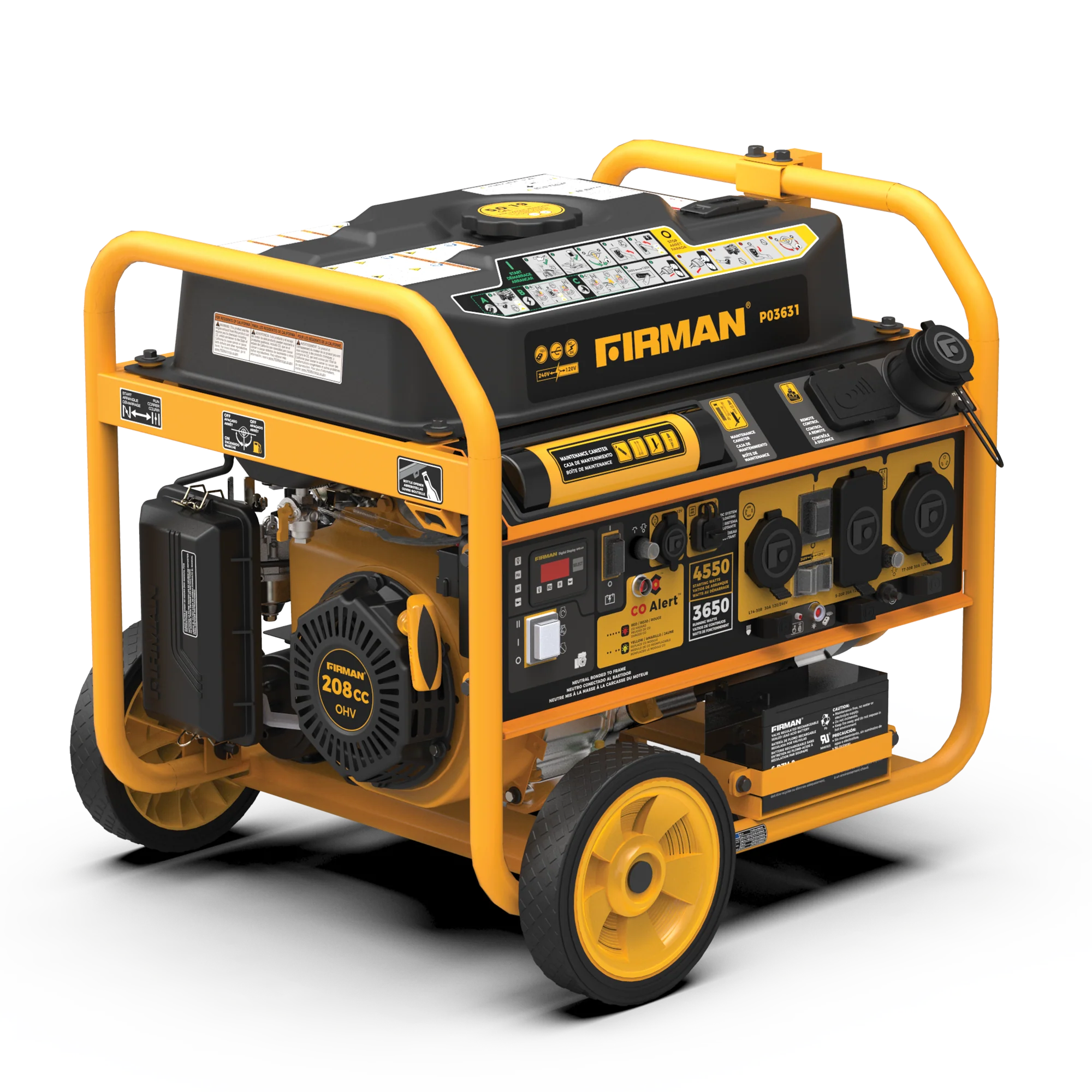 Gas Portable Generator 4550W Remote Start 120/240V with CO alert
