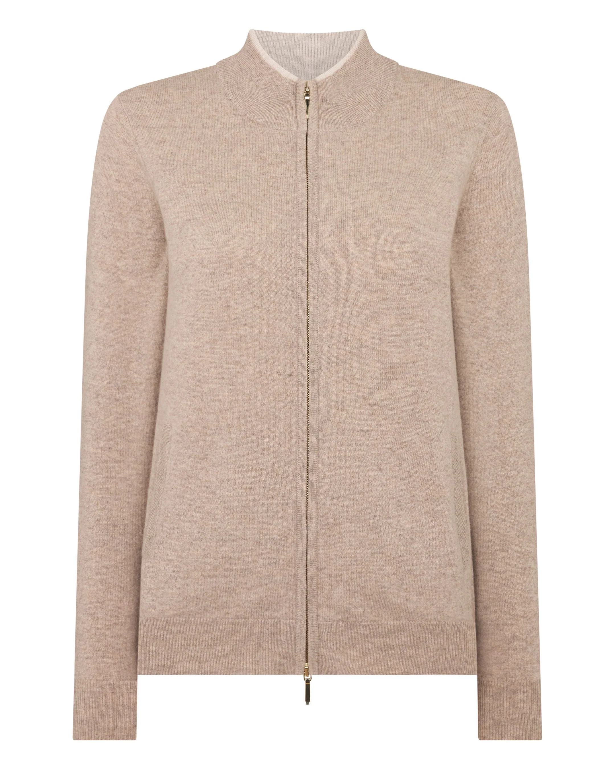 Women's Alisa Full Zip Cashmere Cardigan Oatmeal Brown