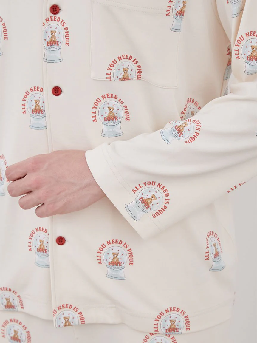 Snow Globe Bear Pattern Sleep Shirt Long Sleeve Sleepwear