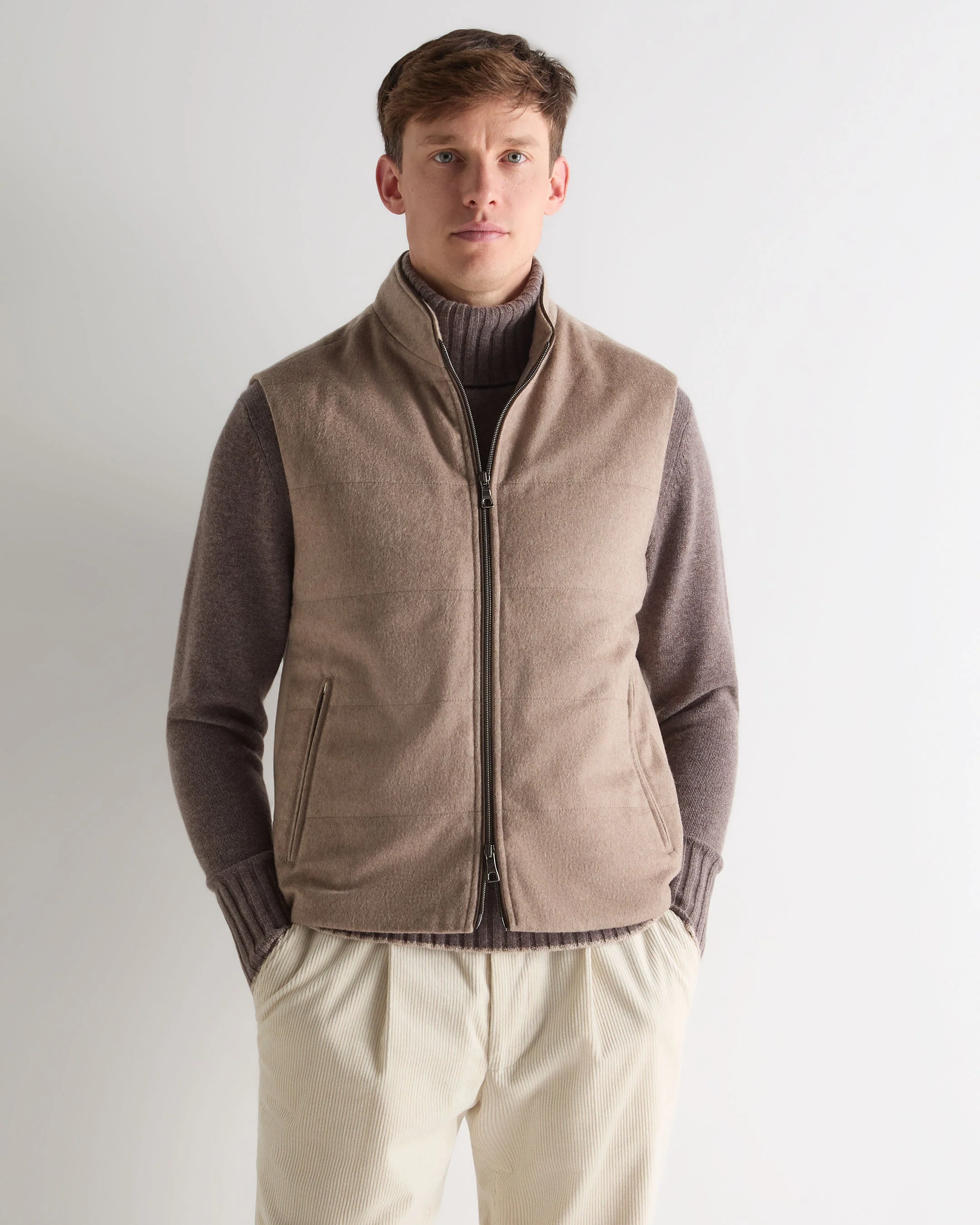 Men's Belgravia Cashmere Gilet Taupe Brown