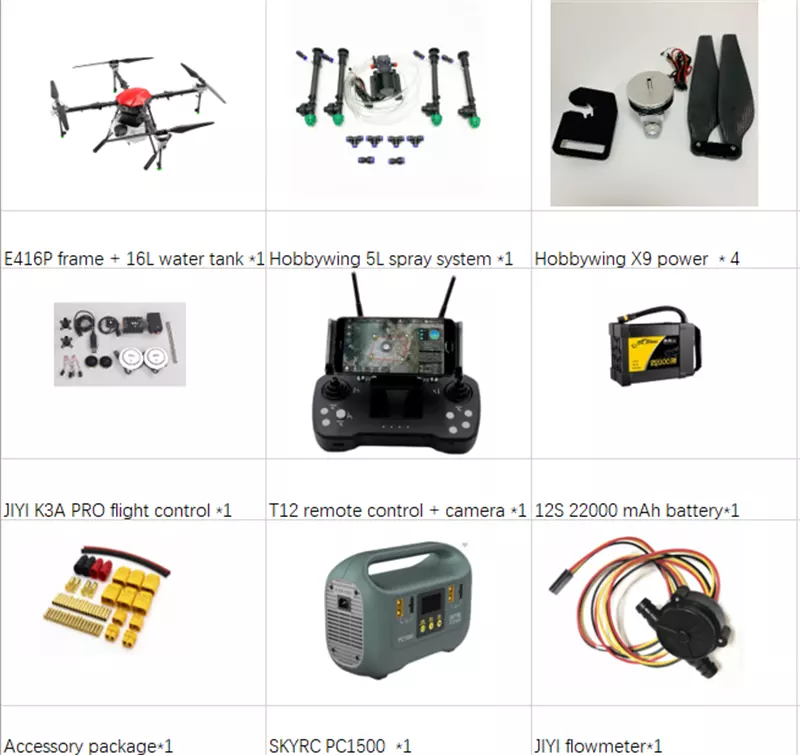 EFT E416P 16L Agriculture Drone - 4 Axis Drone Frame 16L Water Tank 16kg Agriculture Sprayer Spreader Drone With Hobbywing X9 Motor, JIYI K3A PRO