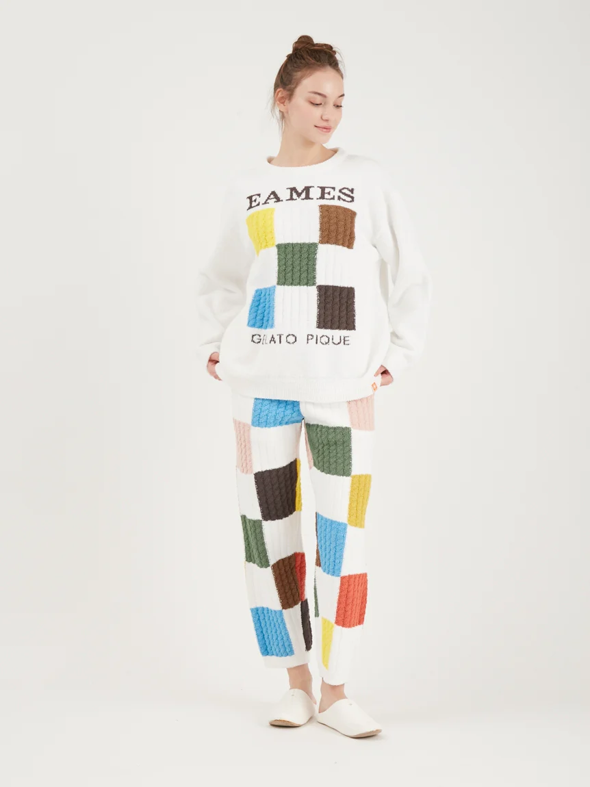 EAMES Air Moco Check-Logo Long Sleeve Pullover Sweater