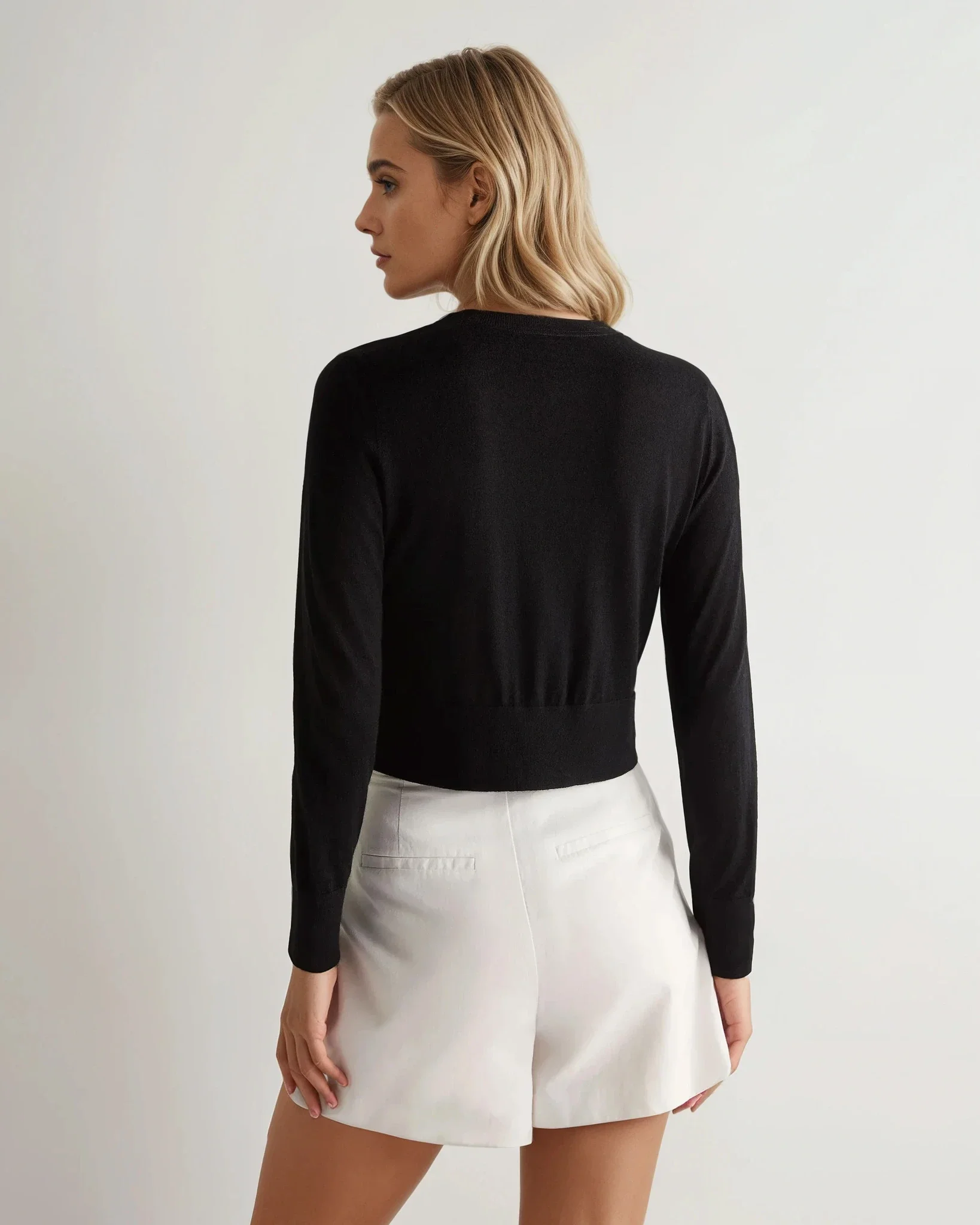 Women's Superfine Cashmere Round Neck Cardigan Black