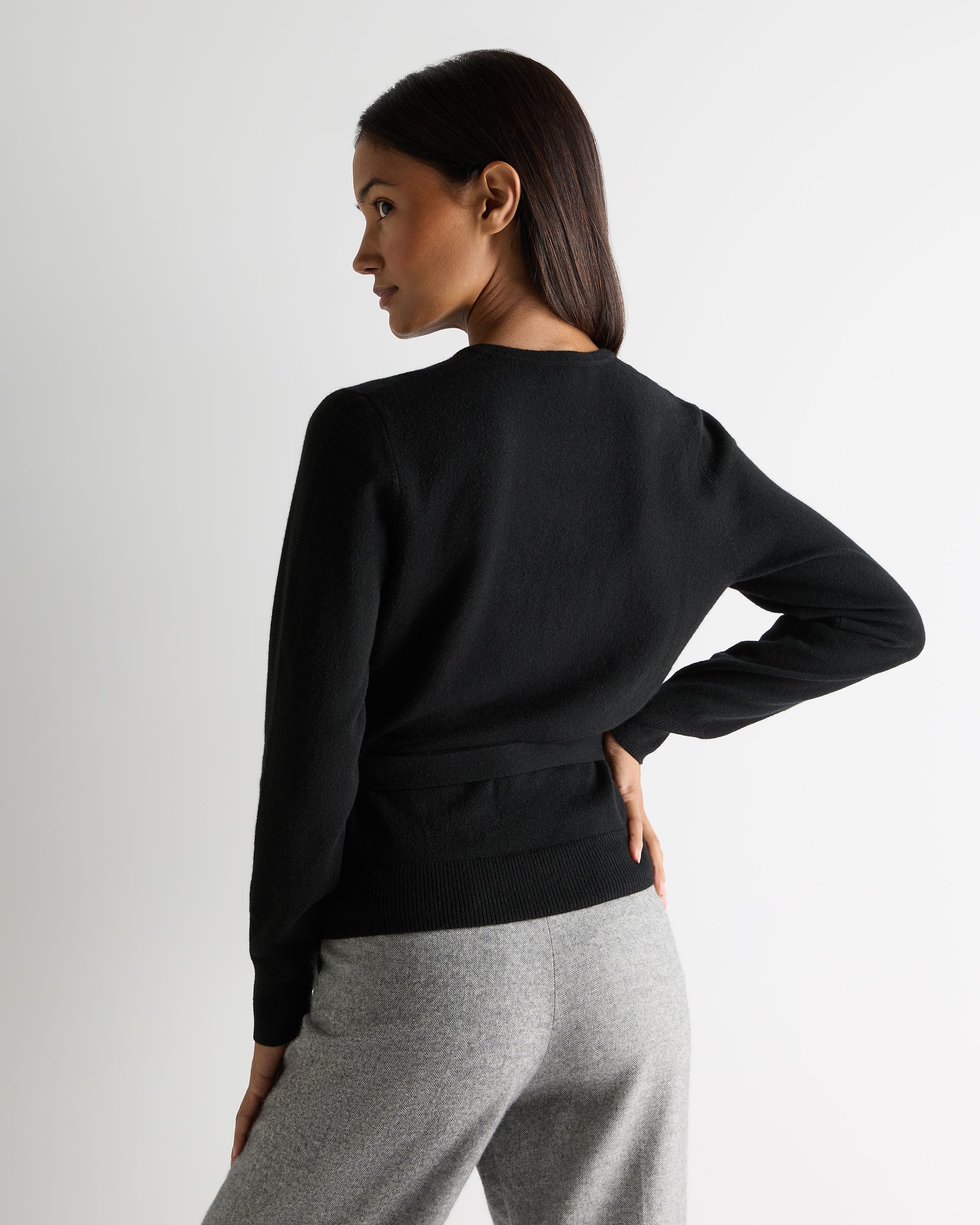 Women's Arabella Wrap Cashmere Cardigan Black