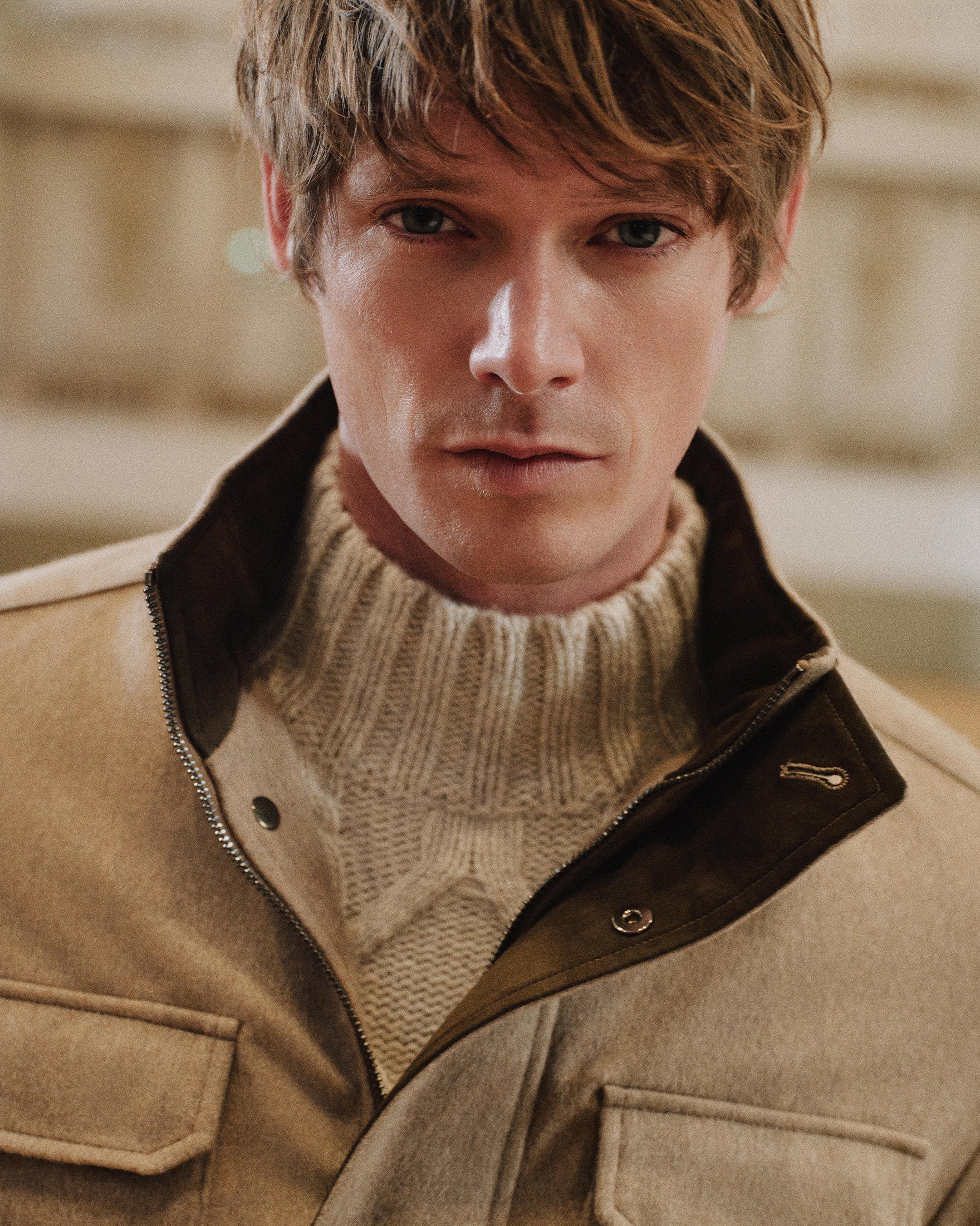 Men's Vale Cashmere Field Jacket Taupe Brown