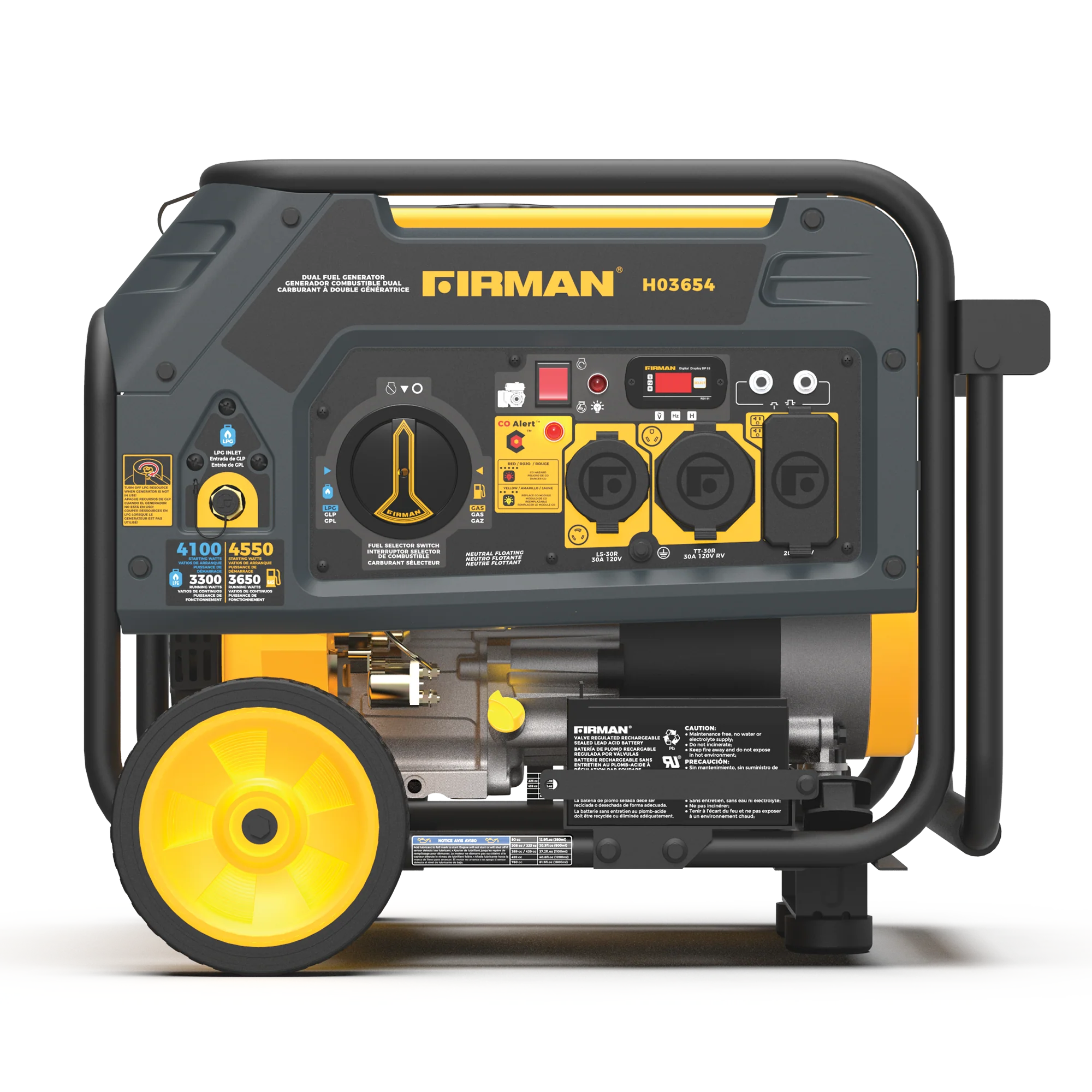 Dual Fuel 4550W Portable Generator Electric Start with CO Alert