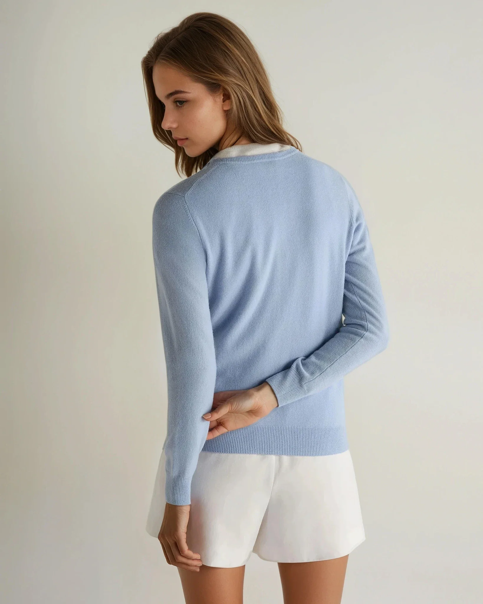 Women's Phoebe V Neck Cashmere Sweater Sea Mist Blue