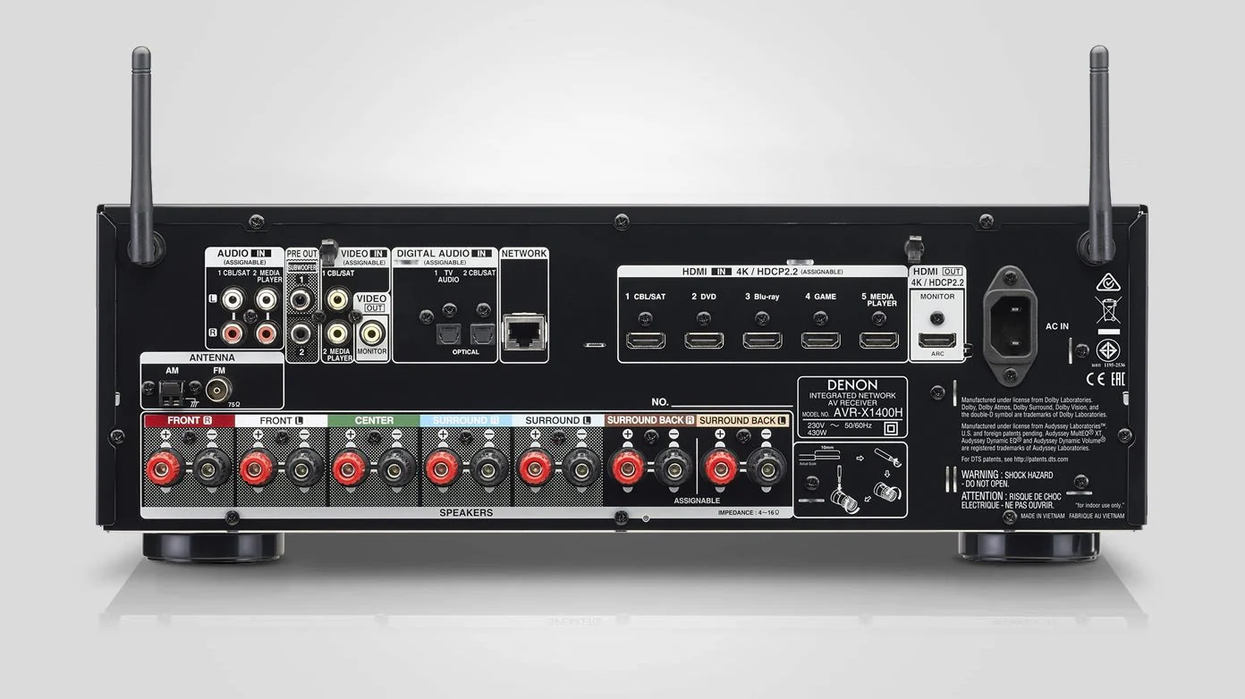 Denon AVR-X1400H 7.2 Channel Audio Video Receiver for 220/240 Volts