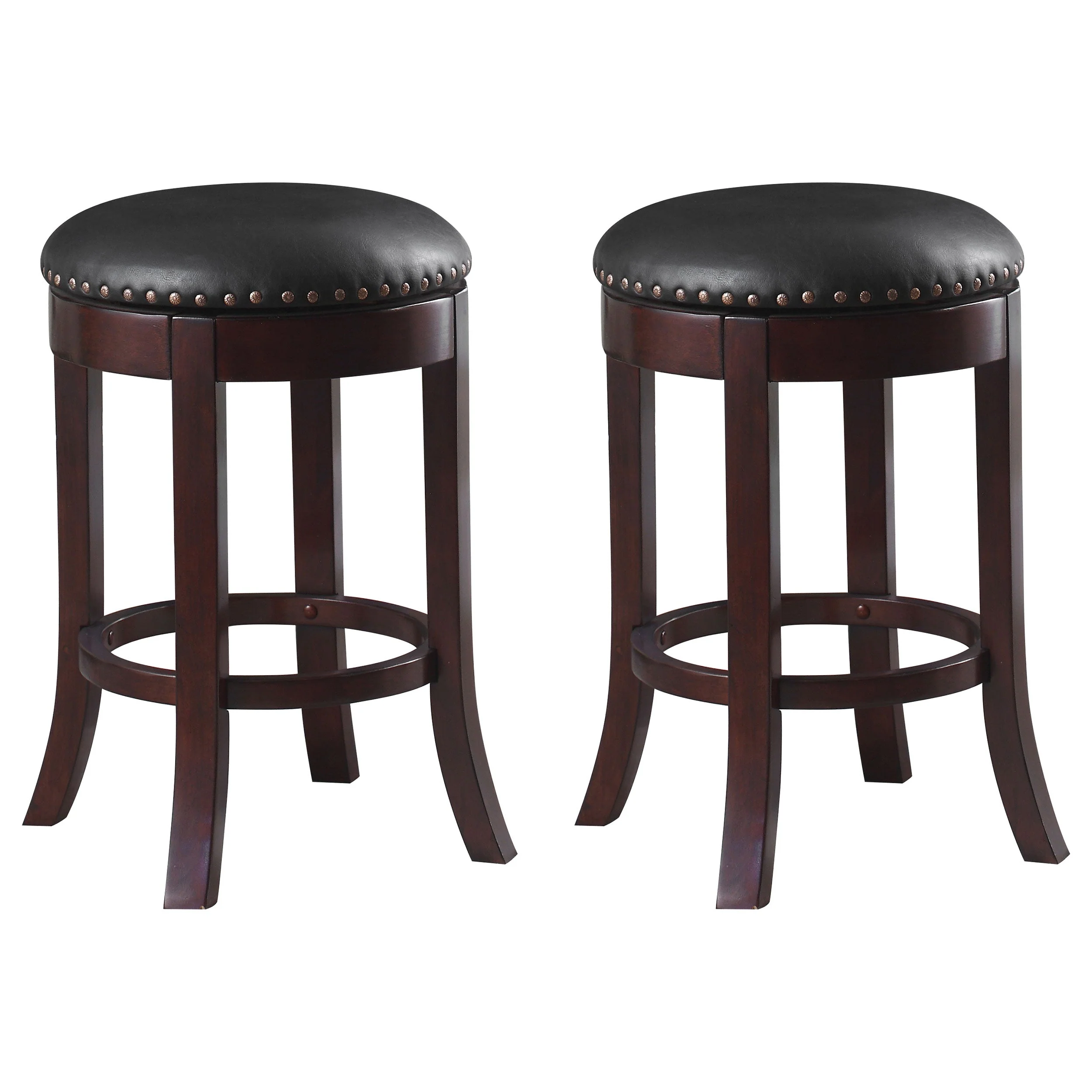 Aboushi Backless Swivel Bar Stool Brown (Set of 2)
