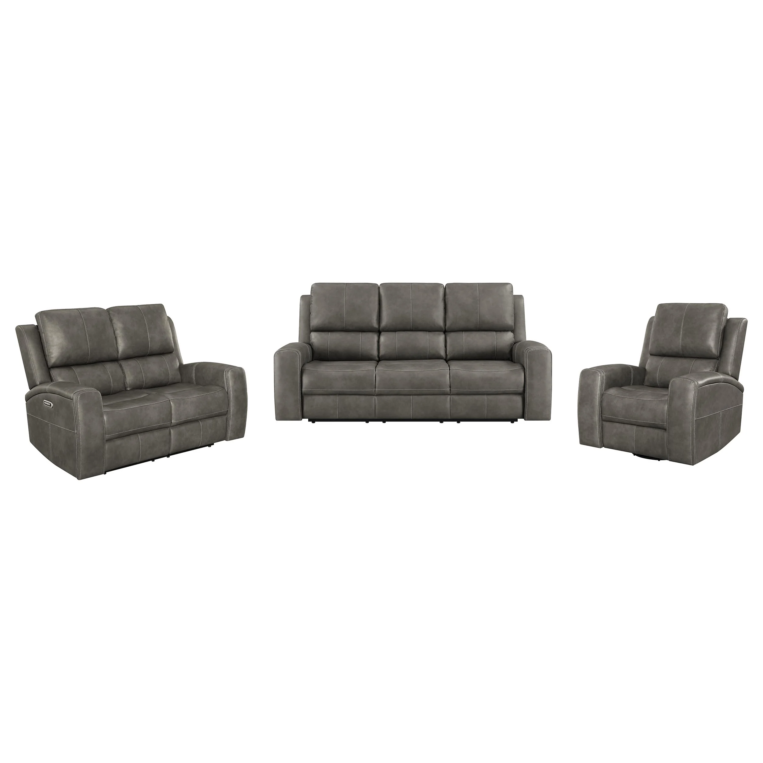 Brickston Triple Power Reclining Sofa Set Charcoal