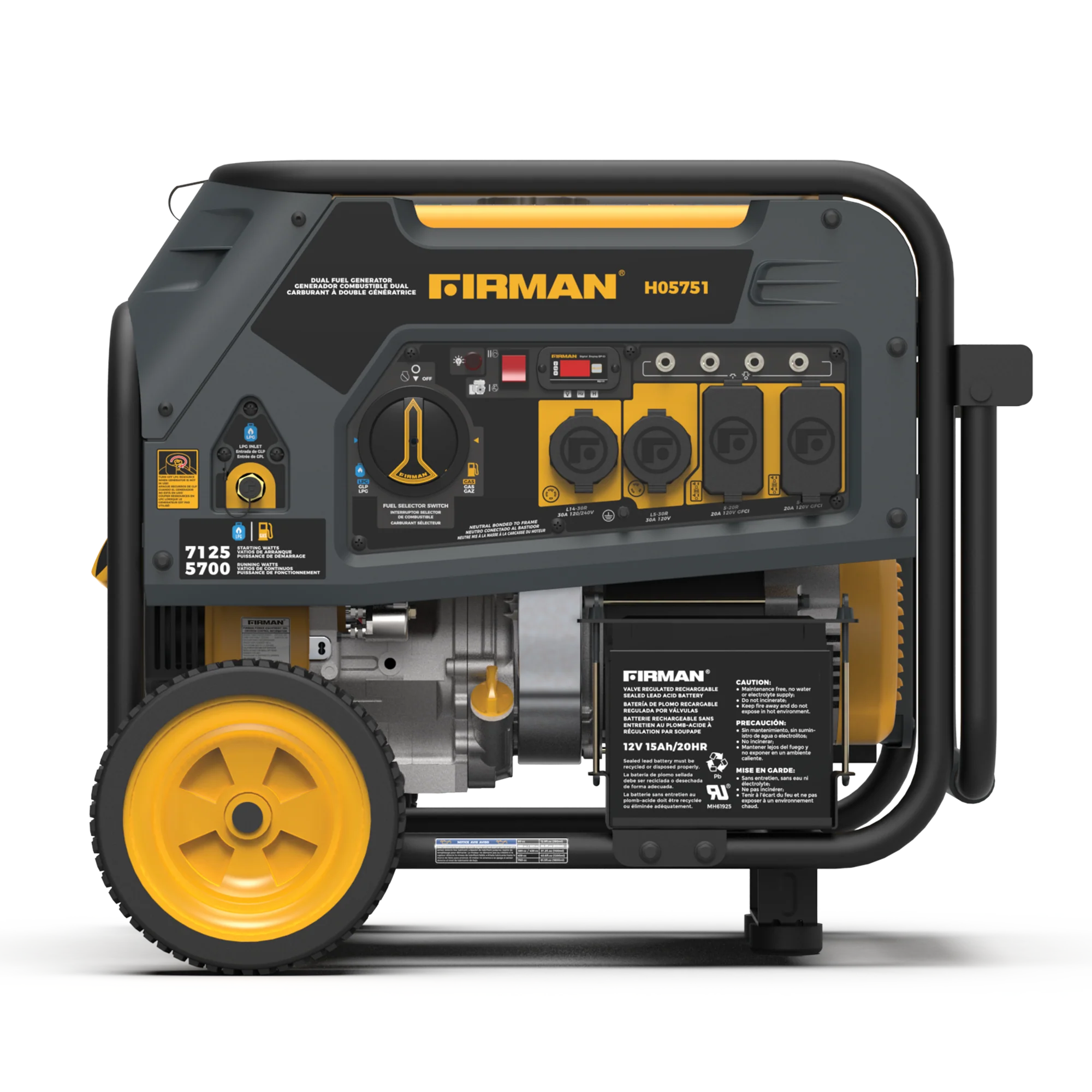 Dual Fuel Portable Generator 5700W Electric Start 120/240V