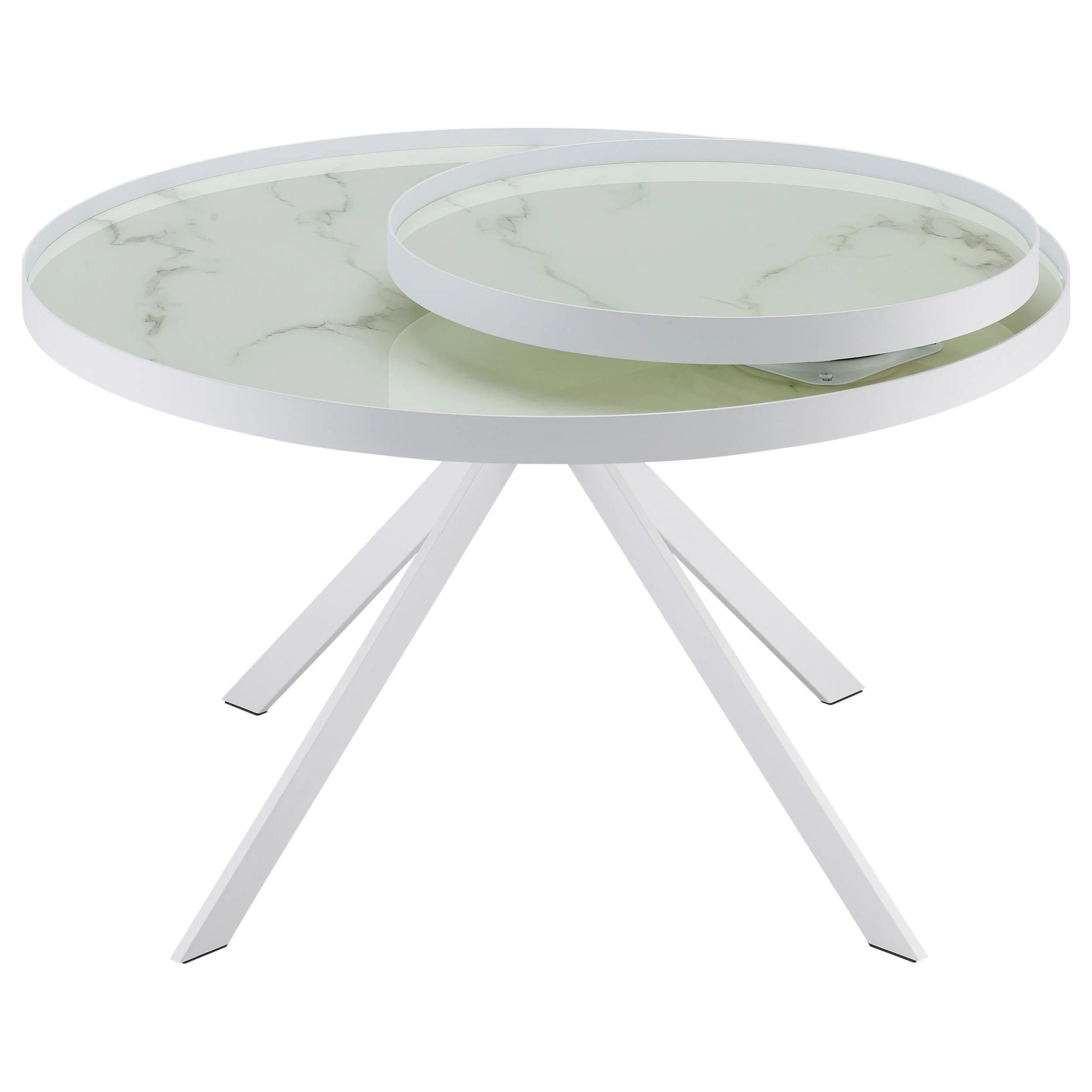 Briggs Round Marble Printed Glass Top Coffee Table Black