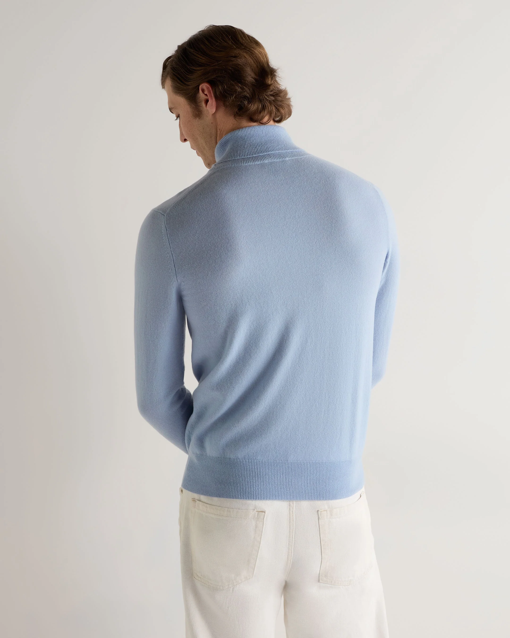 Men's Trafalgar Turtle Neck Cashmere Sweater Sea Mist Blue