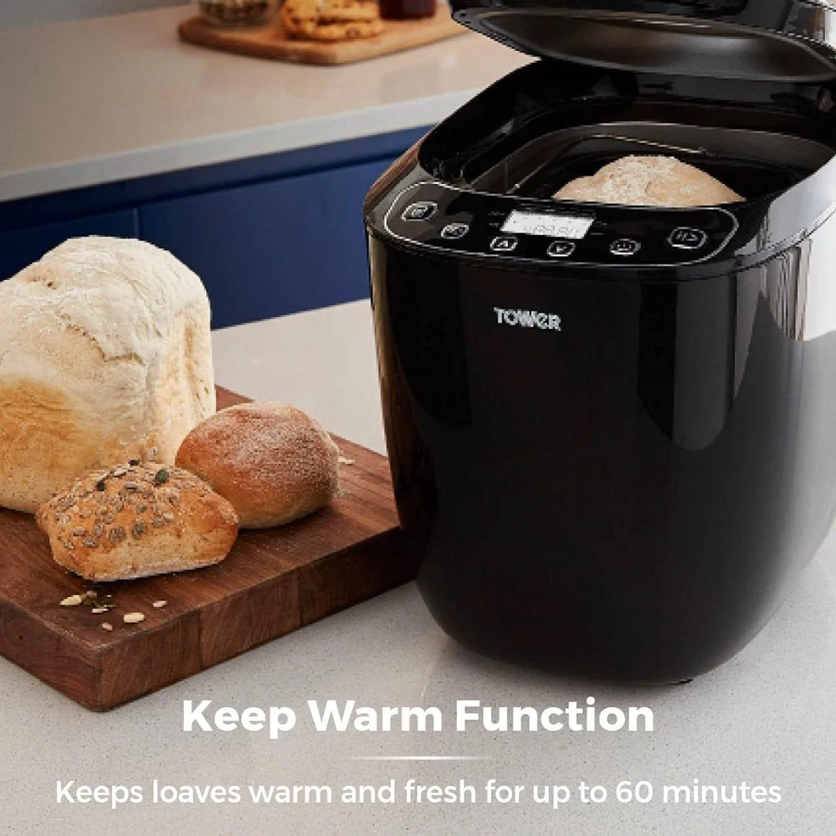 Tower 220 volt Bread Maker 2 lb 12 automatic programs timer 60 keep warm crust control non stick bread pan 22v 240 volts