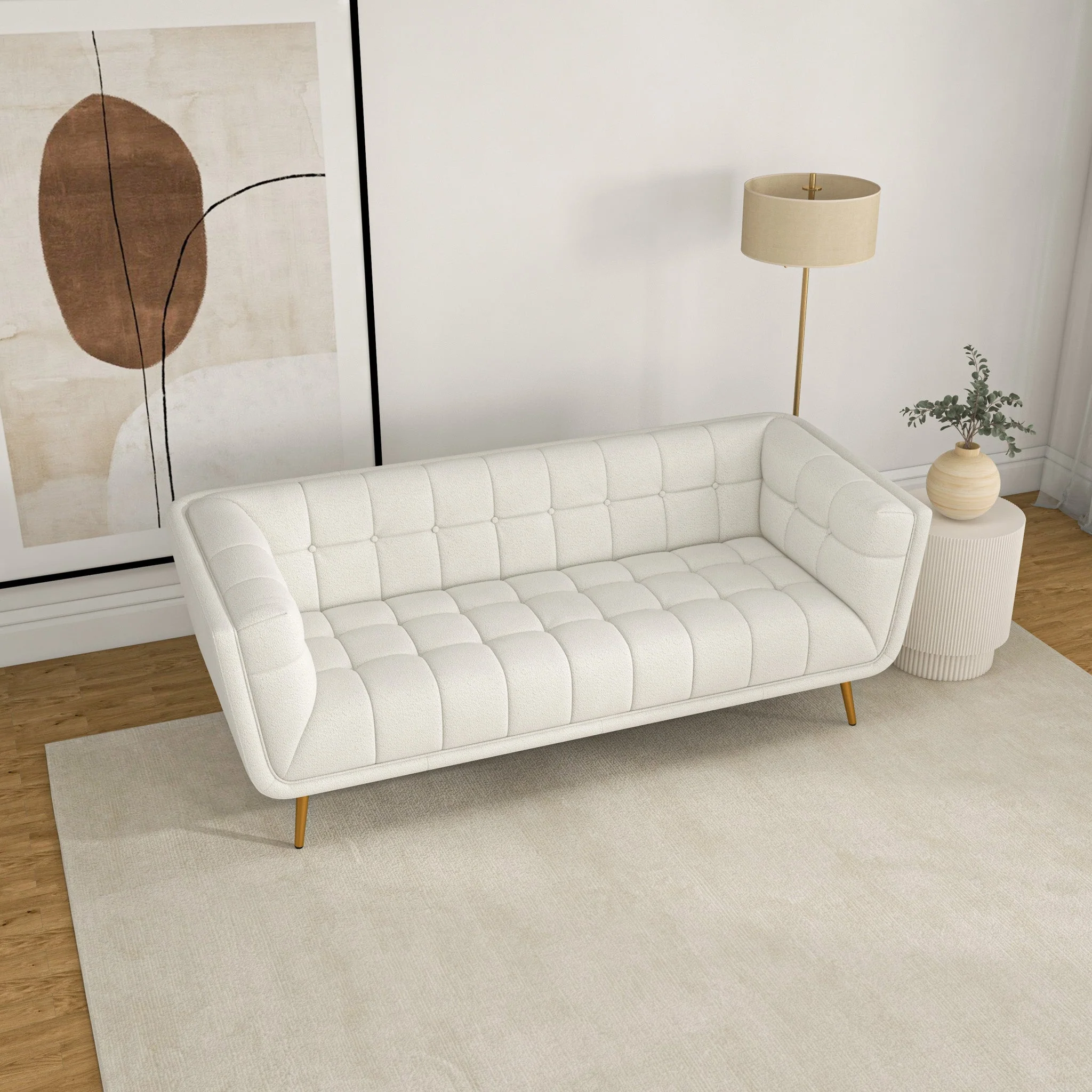 Addison Sofa (Large - Beige Boucle with Metal Feet)