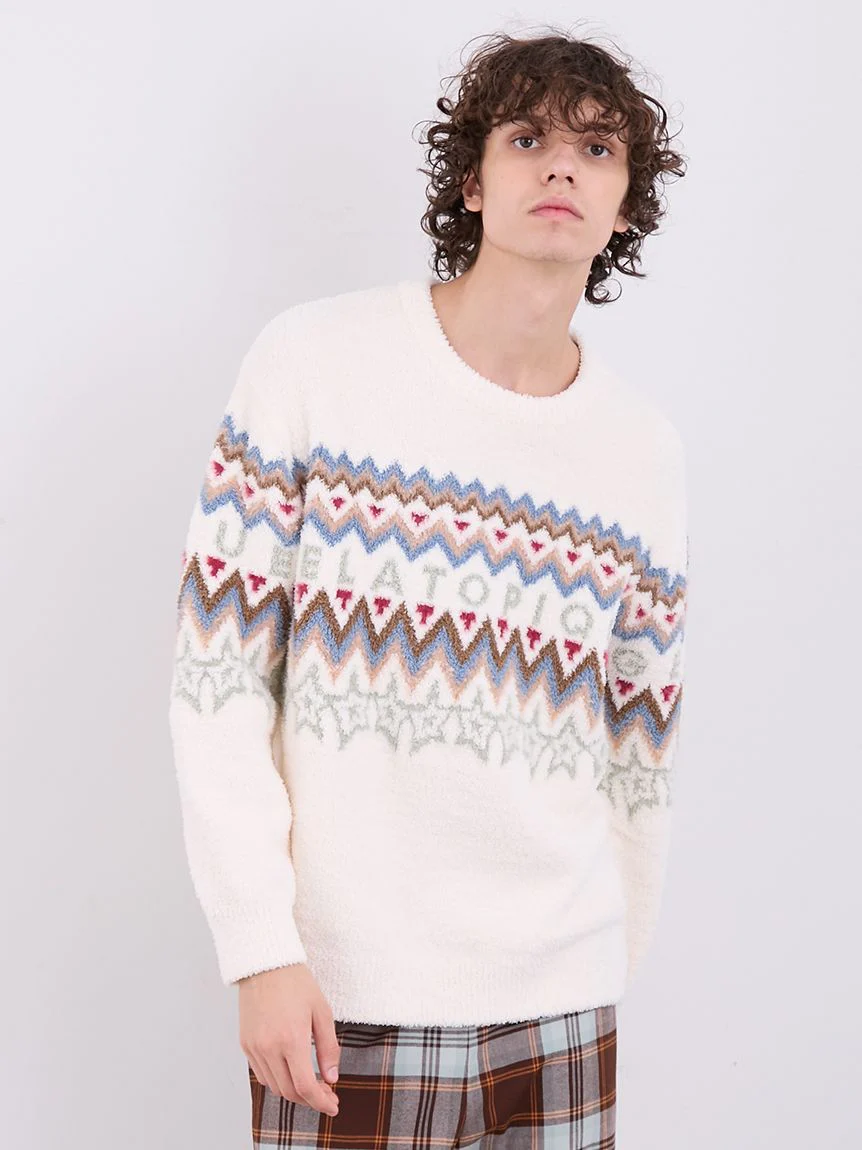 MENS Powder Fair Isle Jacquard Pullover Sweater