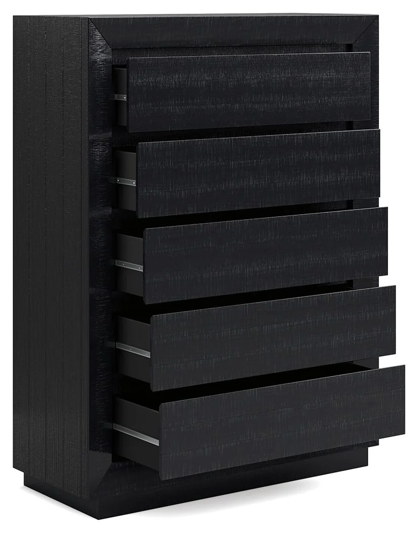 Londer - Five Drawer Chest - Black