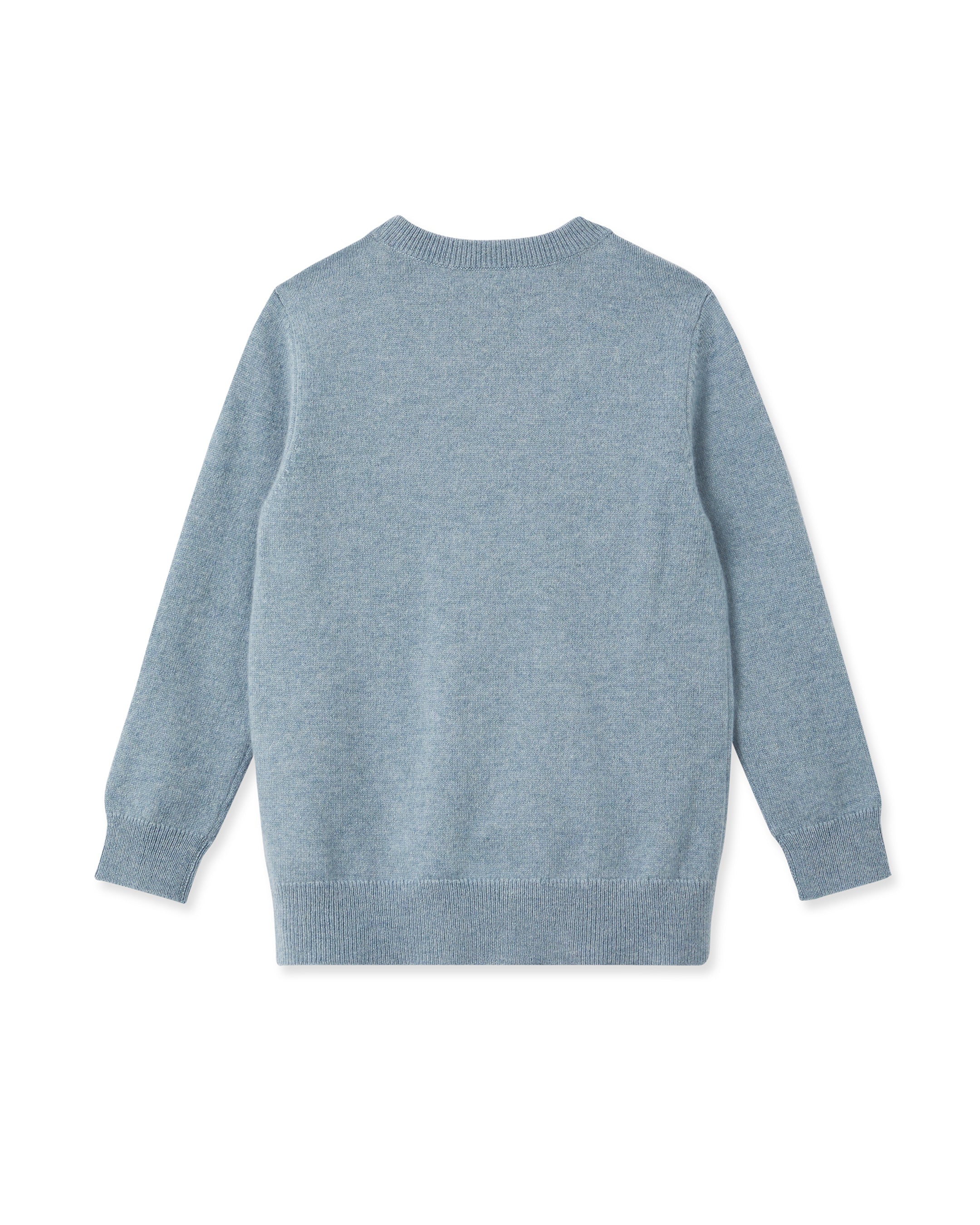 Boys Round Neck Cashmere Sweater Heather Blue