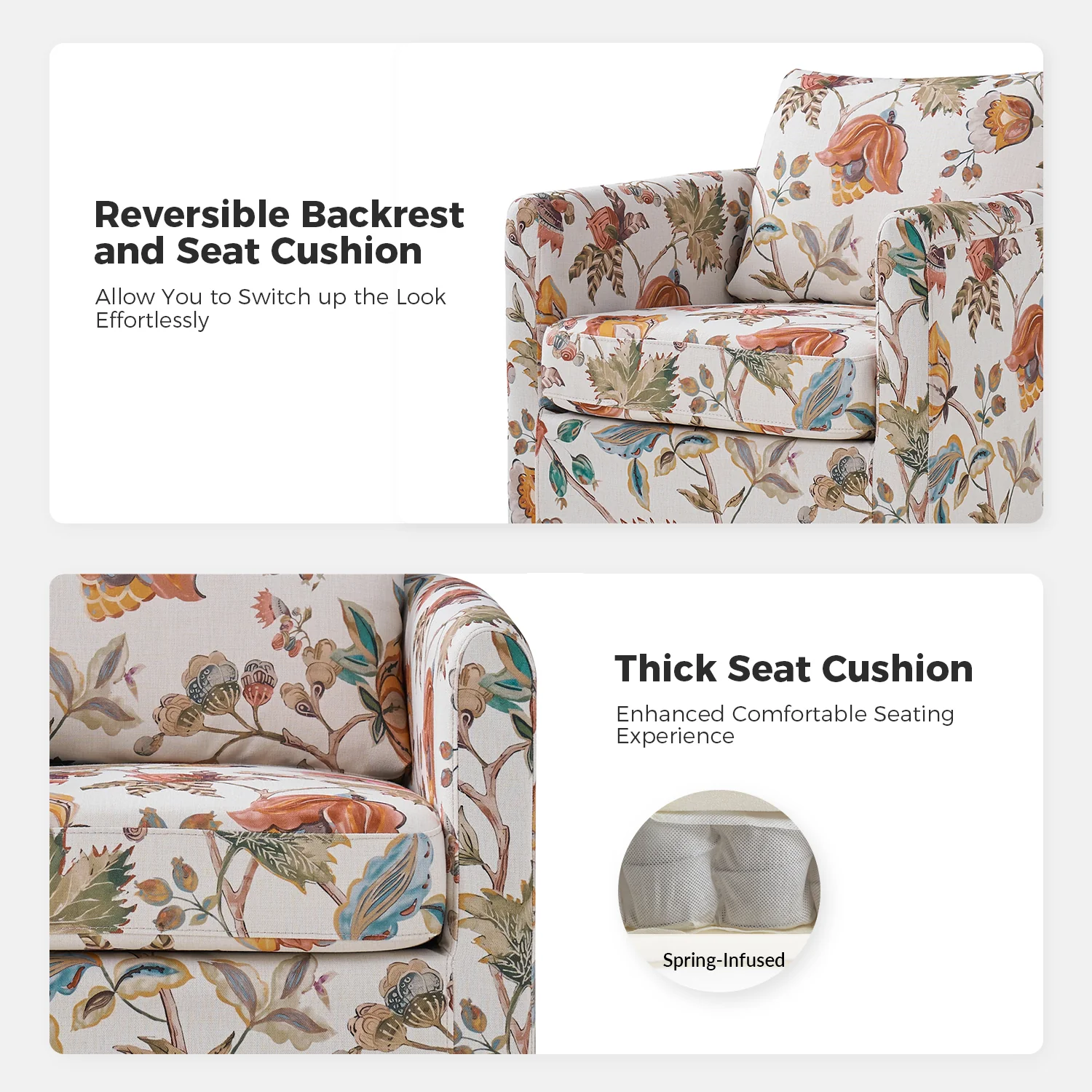 Armando Slipcovered Swivel Chair in Floral