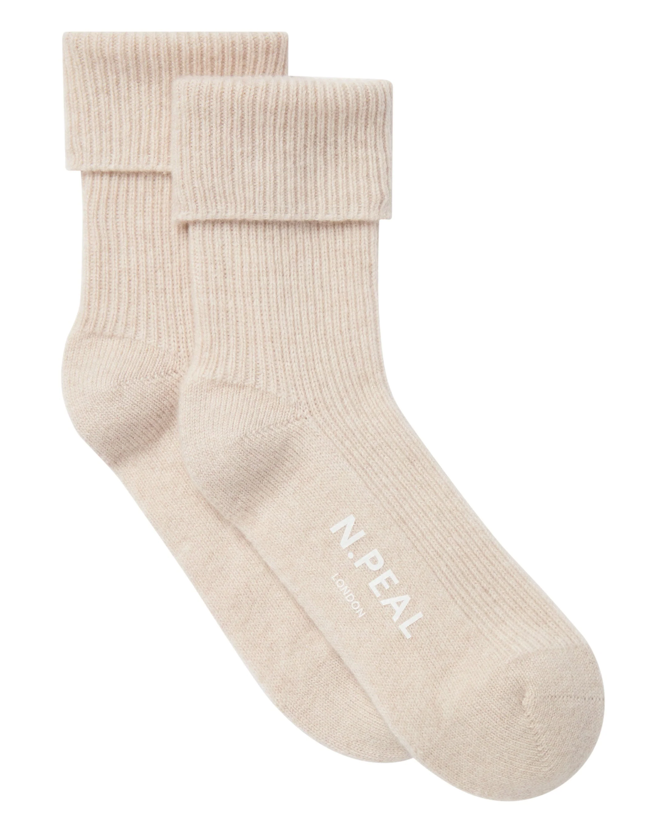 Unisex Cashmere Rib Bed Socks Ecru White