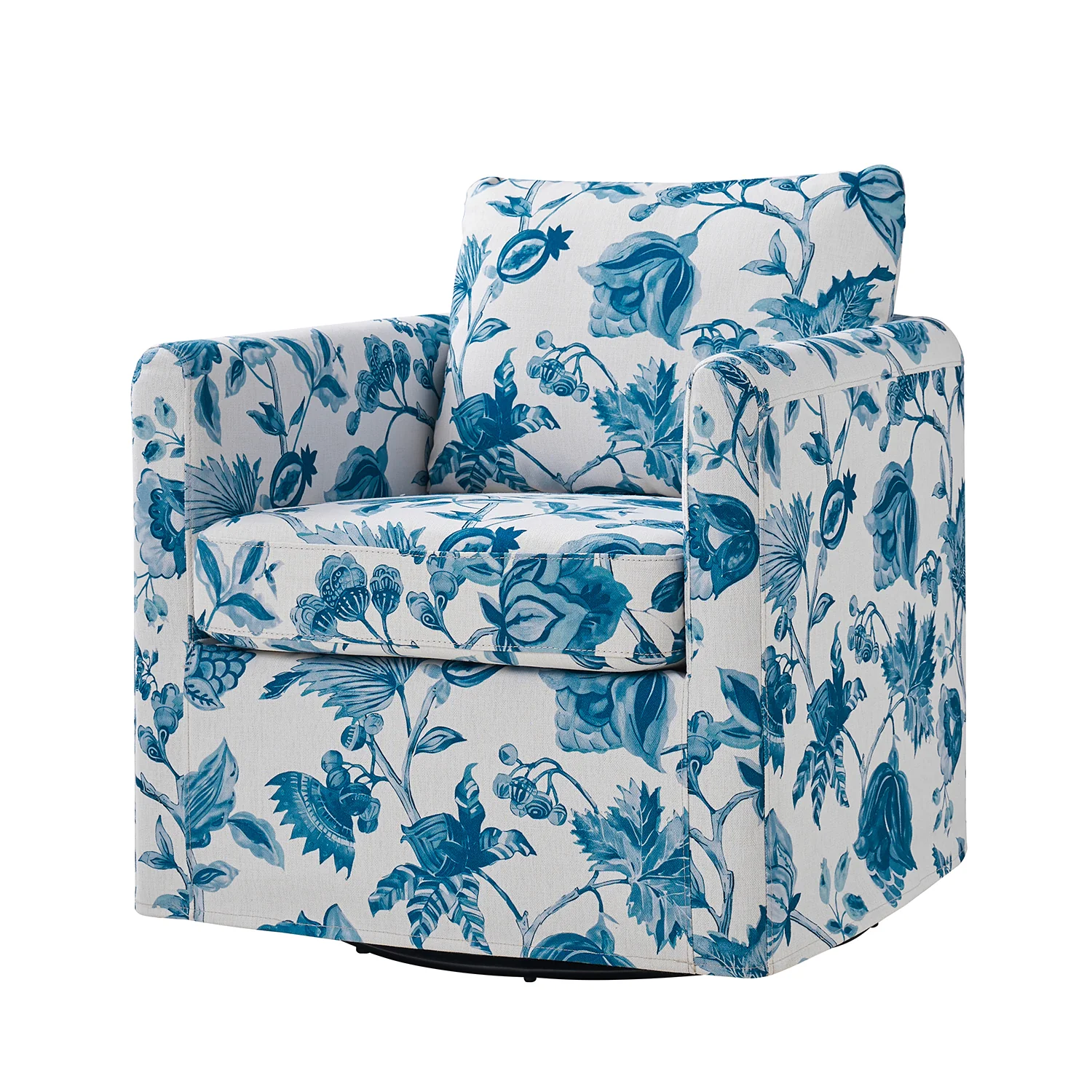 Armando Slipcovered Swivel Chair in Turquoise