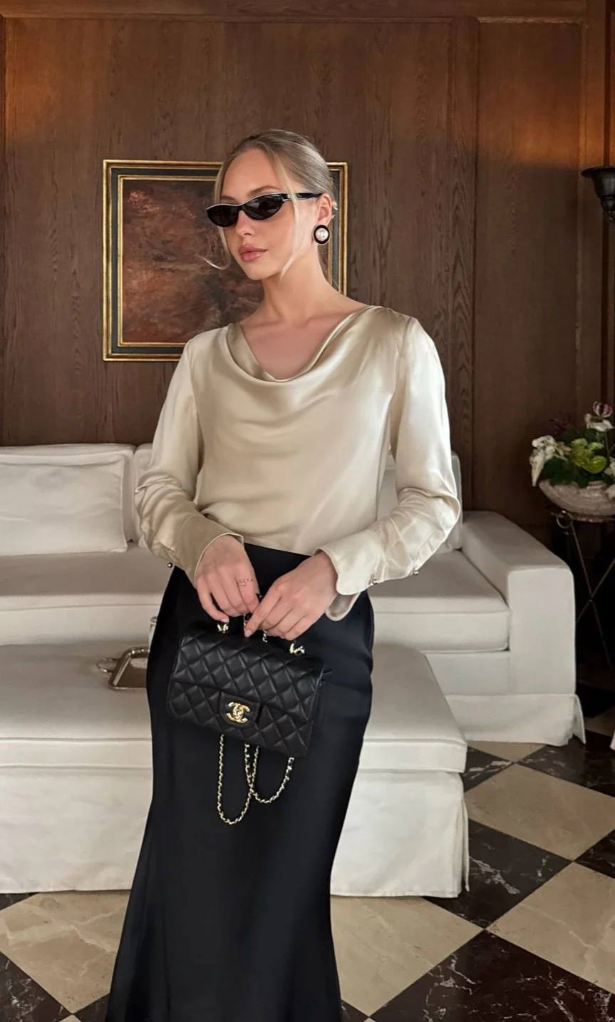 Claudia Silk Cowl Neck Blouse