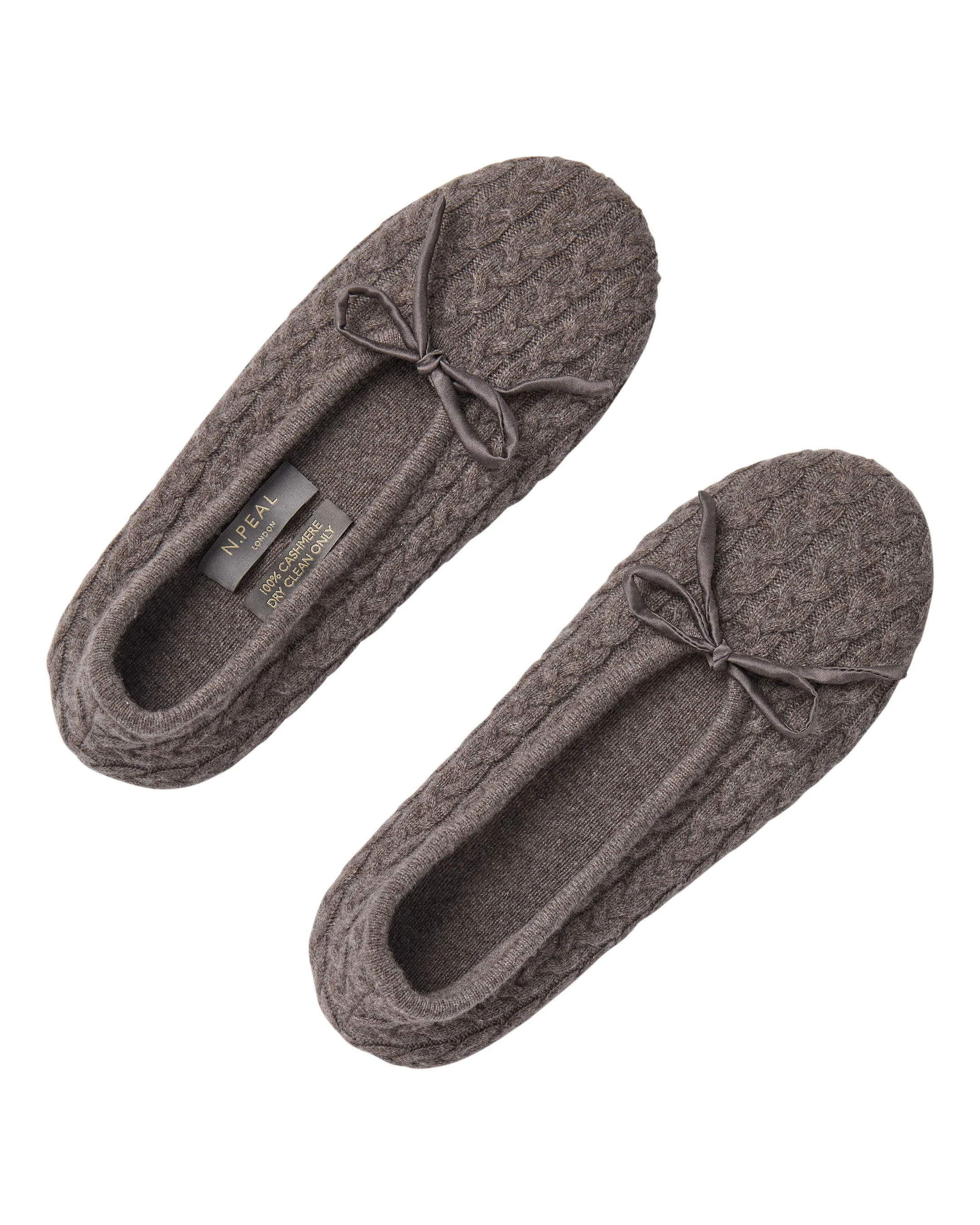Women's Cable Cashmere Slippers Otter Brown