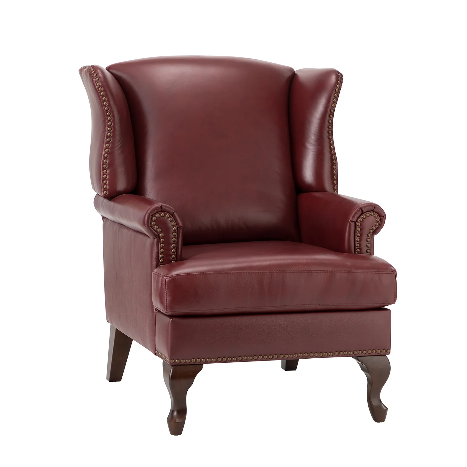 Baptist Genuine Leather Armchair in Burgundy