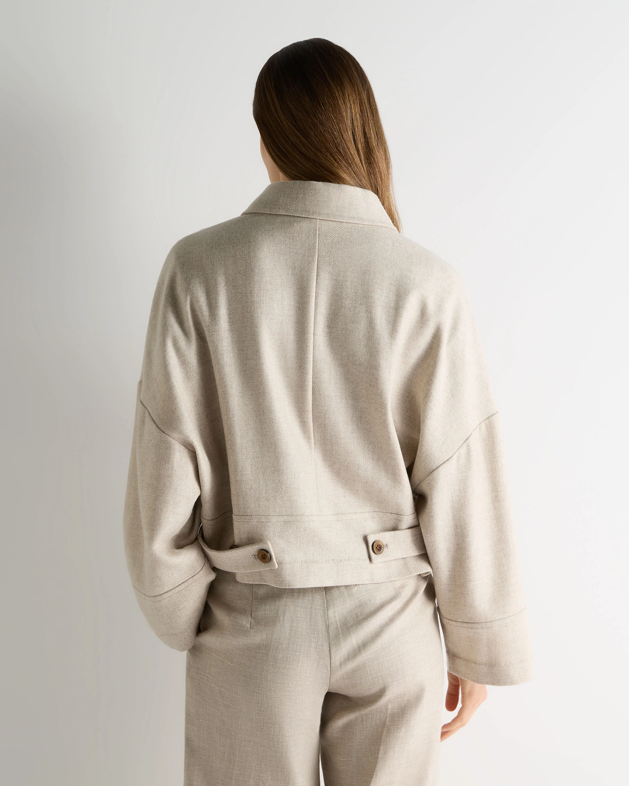 Women's Woven Cashmere Short Jacket Beige Brown