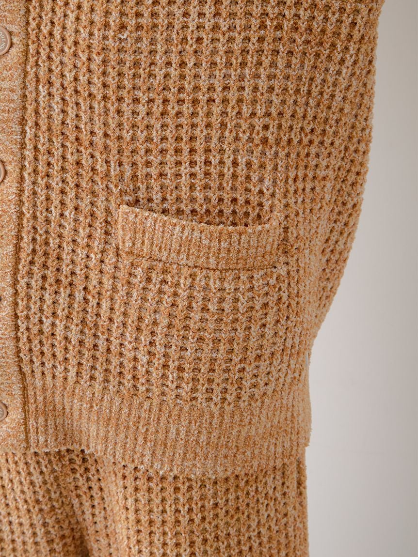 Mens Melange Waffle Knit Cardigan