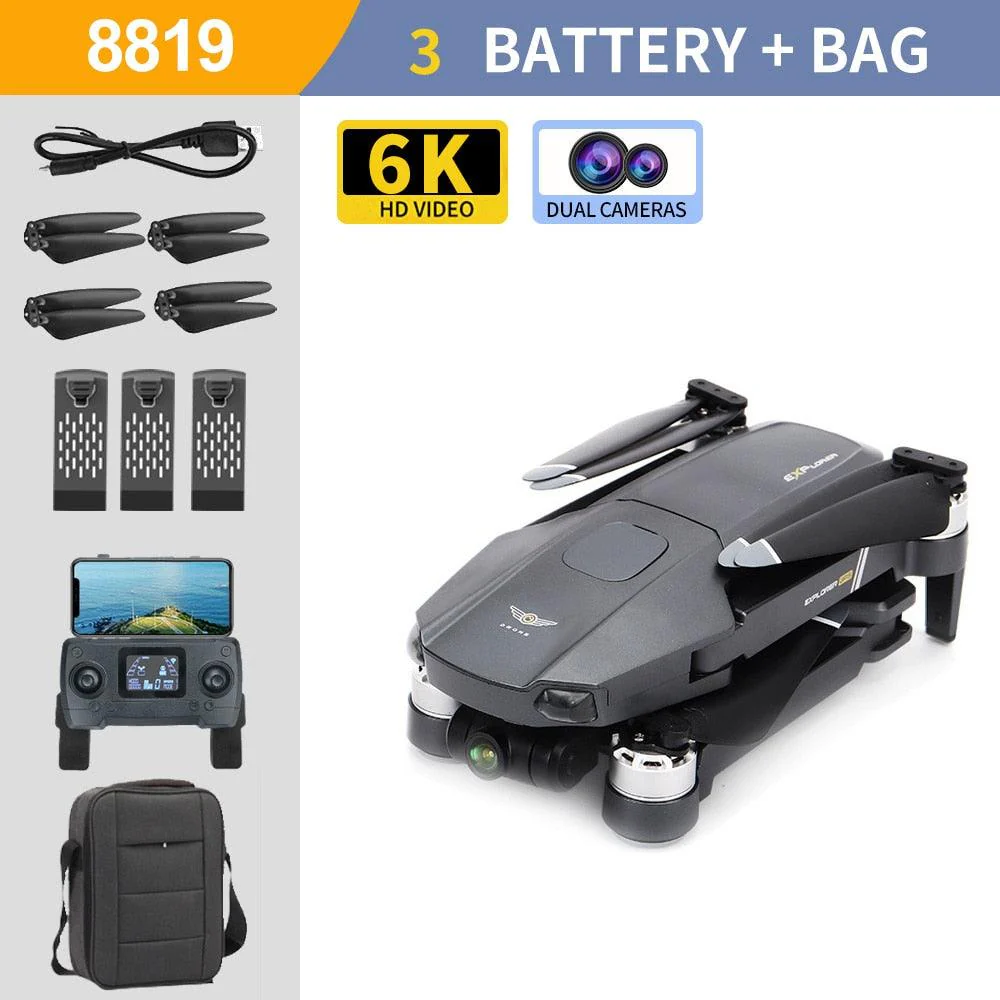8819 Drone - 2023 NEW Drone Profesional Reperter GPS WIFI 3-Axis Gimbal  Camera Helicopter Brushless Motor FPV 6K HD RC Quadcopter Aircraft Professional Camera Drone