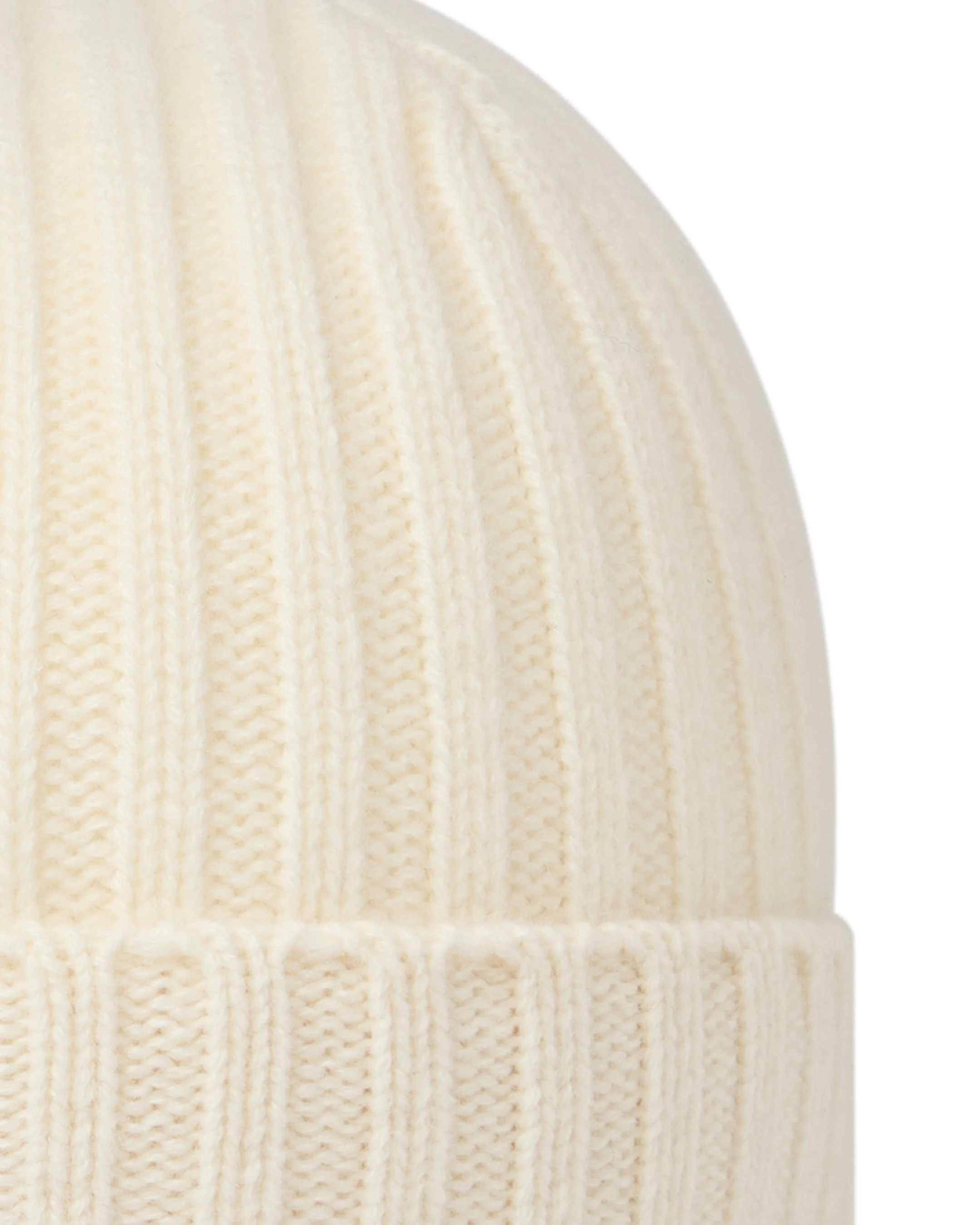 Unisex Chunky Ribbed Cashmere Hat New Ivory White