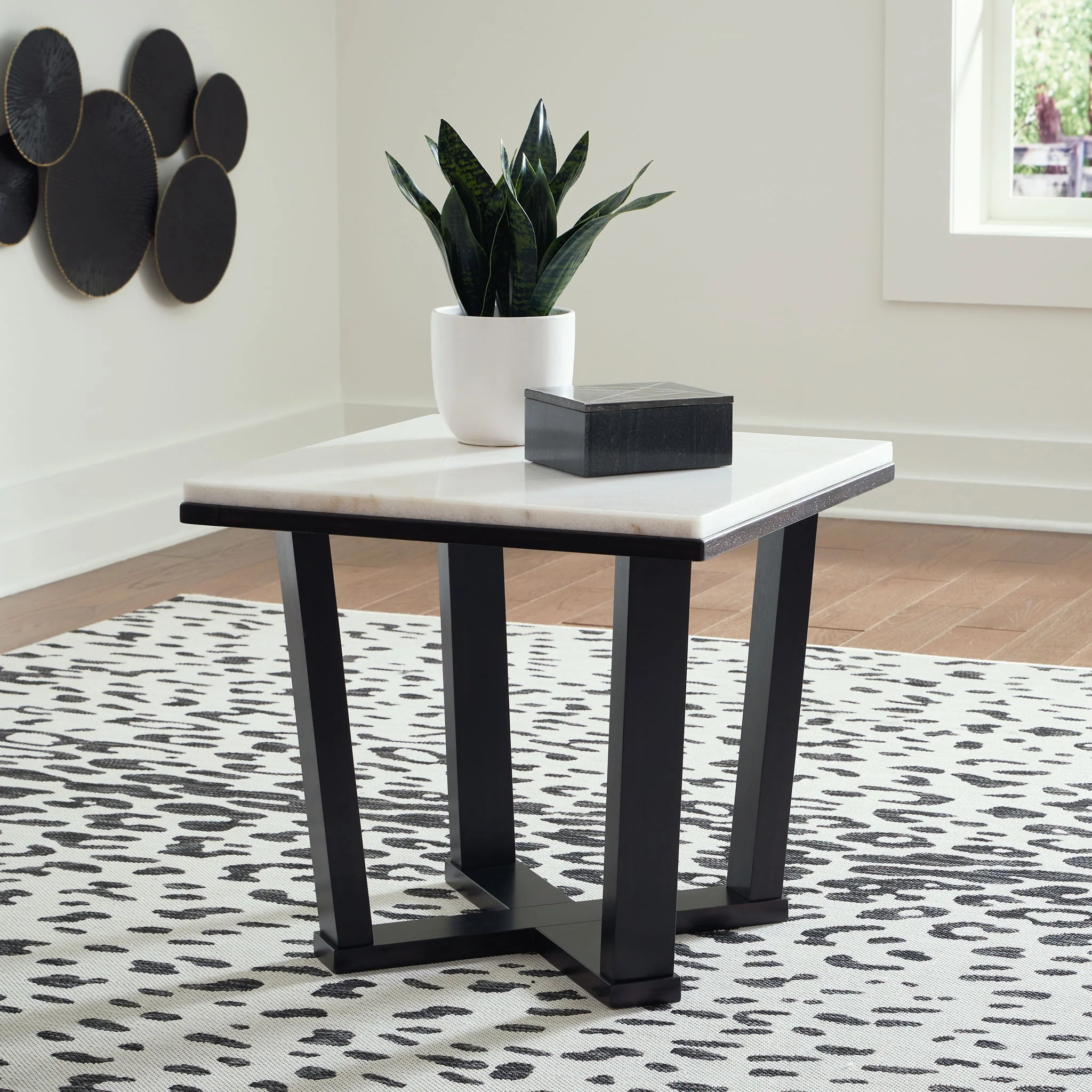 Fostead - Square End Table - White / Espresso