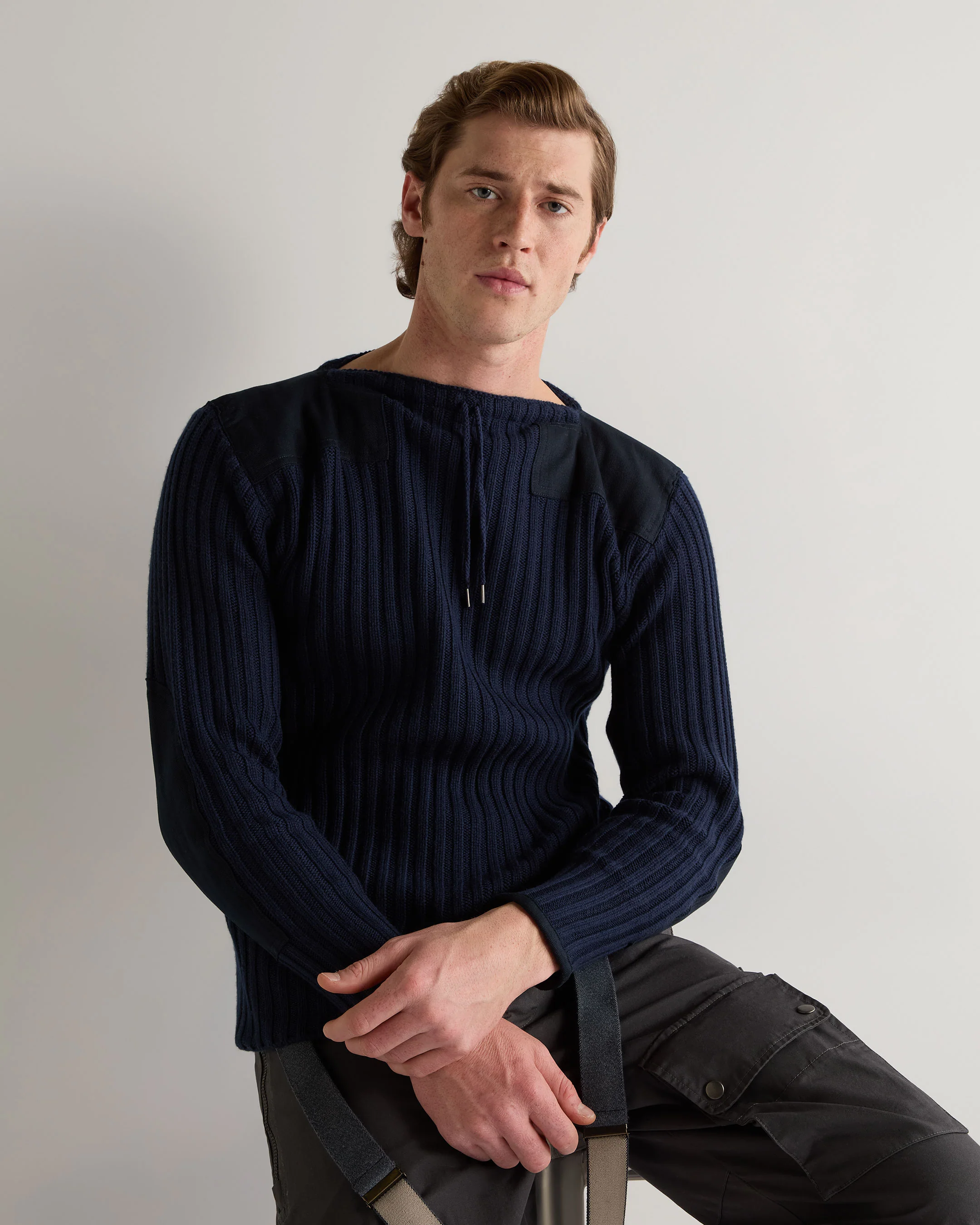007 Ribbed Army Sweater Navy Blue