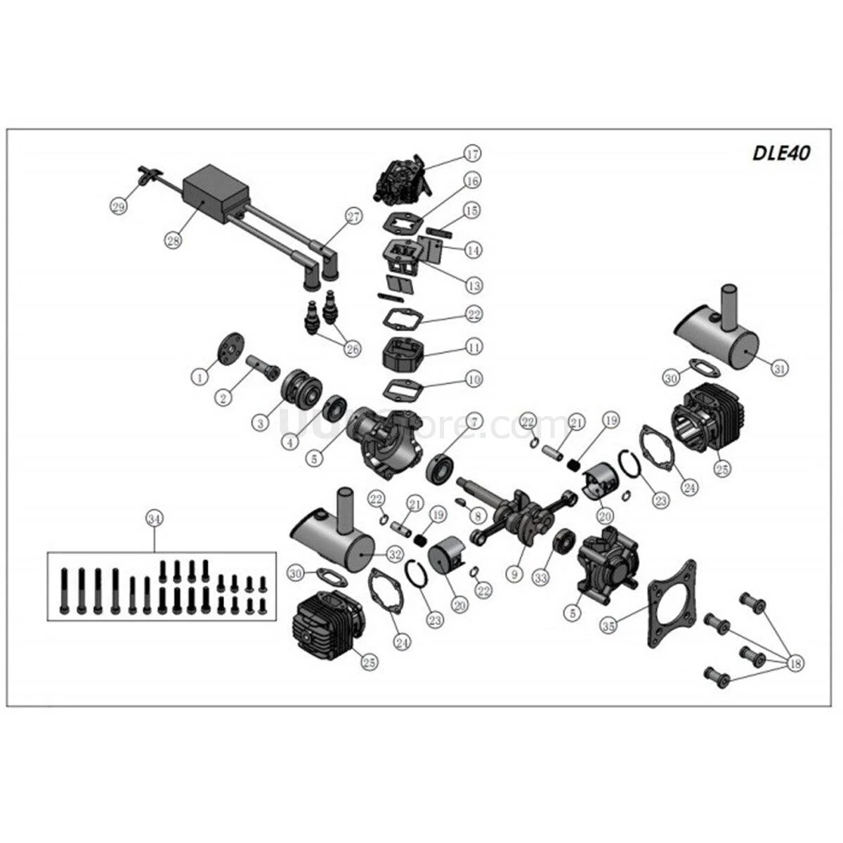 DLE Engine DLE-40cc DLE40 Twin Gasoline w/ Electronic Ignition DLE-40 For RC Plane