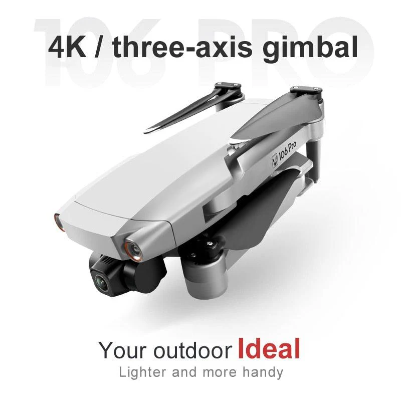 106 Pro GPS Drone - 4K HD Dual Camera Three-Axis Anti-Shake Gimbal 5G WIFI FPV Brushless Motor Foldable Quadcopter Gift Toy Professional Camera Drone