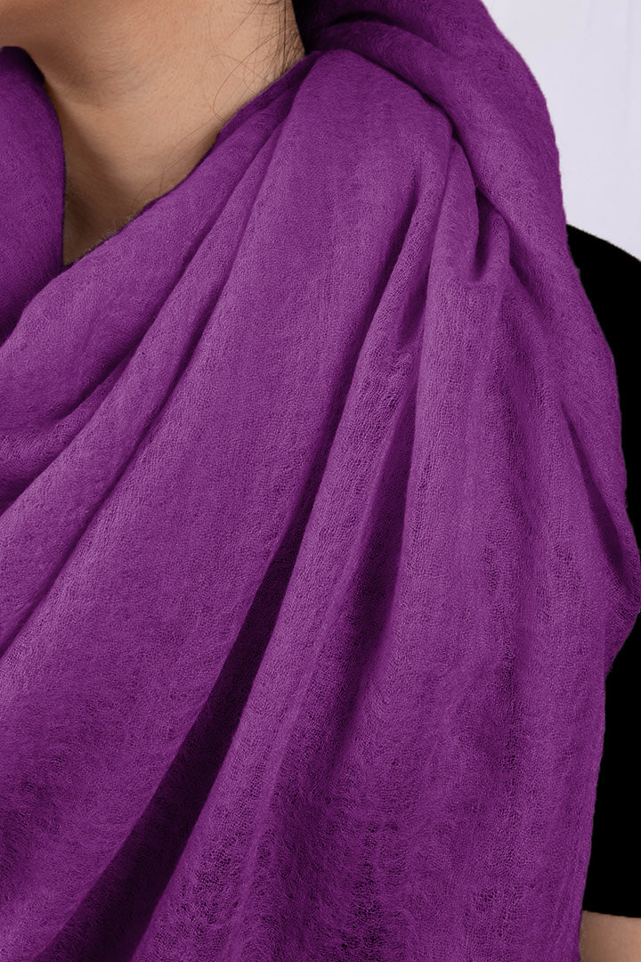 Handwoven Pure Cashmere Scarf Shawl in Vivid Purple