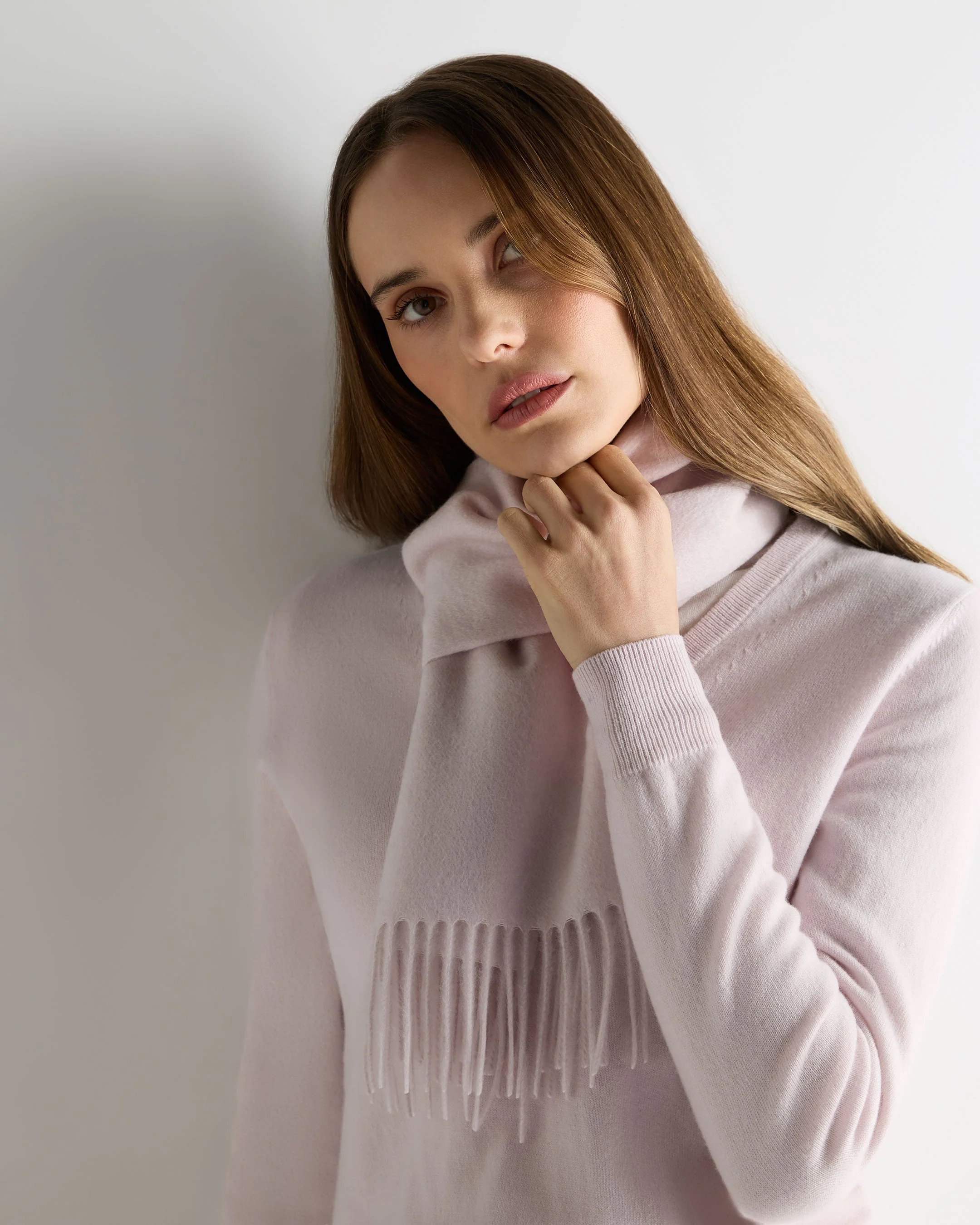 Unisex Woven Cashmere Scarf Chalk Pink