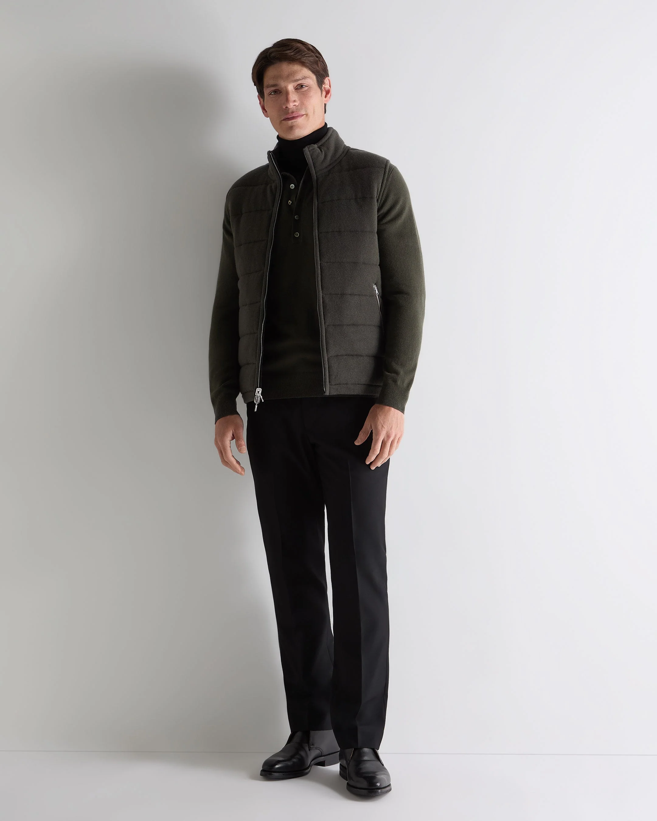 Men's Greenwich Cashmere Polo Shirt Arabica Khaki Green